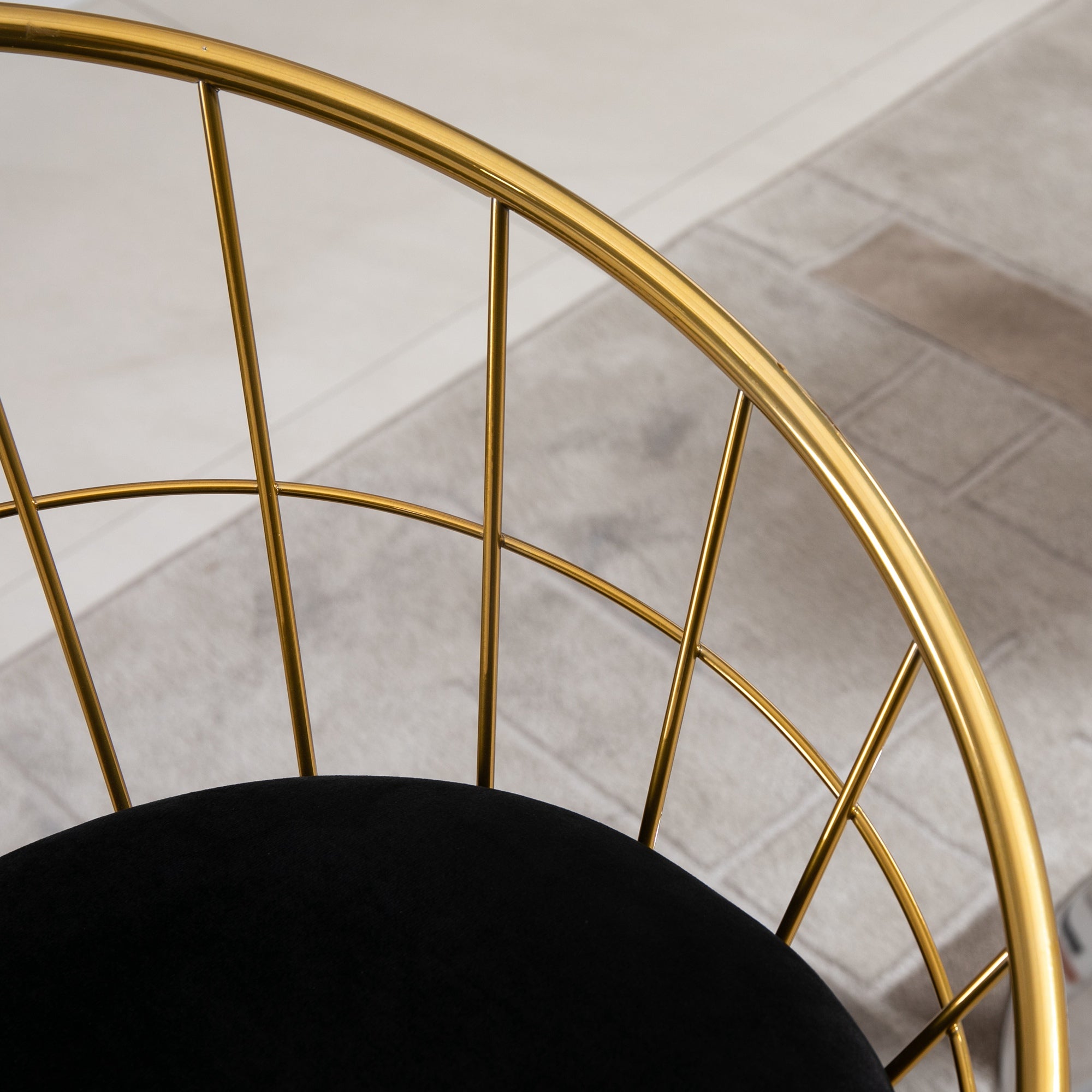 Set of 2 High Kitchen Stools with Fabric Seat Bar Stools Acapulco Chairs with Backrest and Footrest for Dining 52.5x47x97 cm Gold