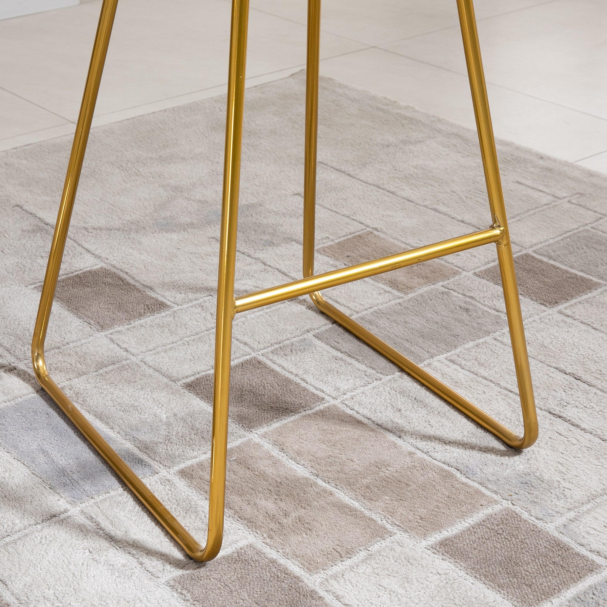 Set of 2 High Kitchen Stools with Fabric Seat Bar Stools Acapulco Chairs with Backrest and Footrest for Dining 52.5x47x97 cm Gold