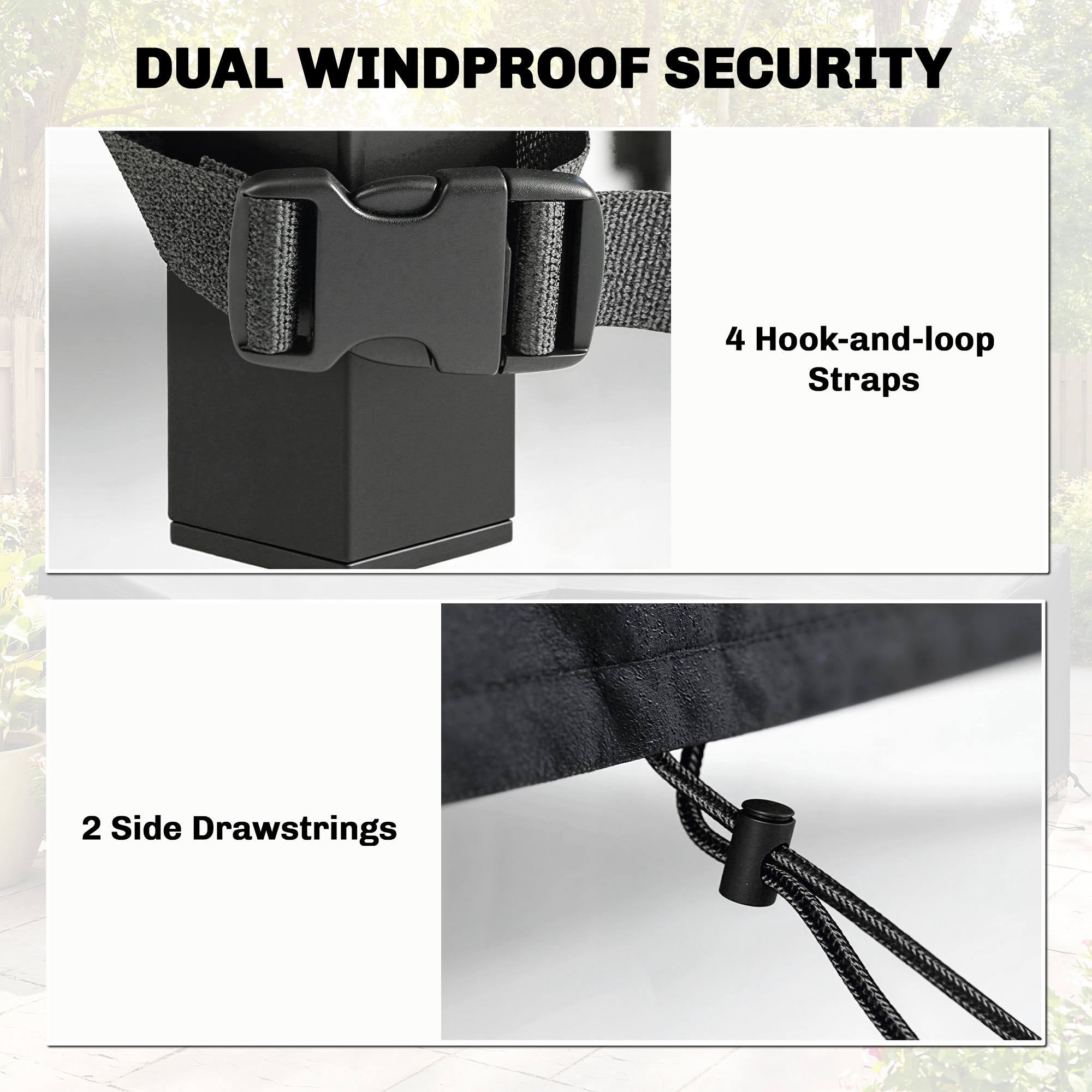 Patio Furniture Cover — Winterproof, Waterproof, Anti-UV, 420D Oxford, Windproof, Square 125 x 125 x 74 cm (Black)