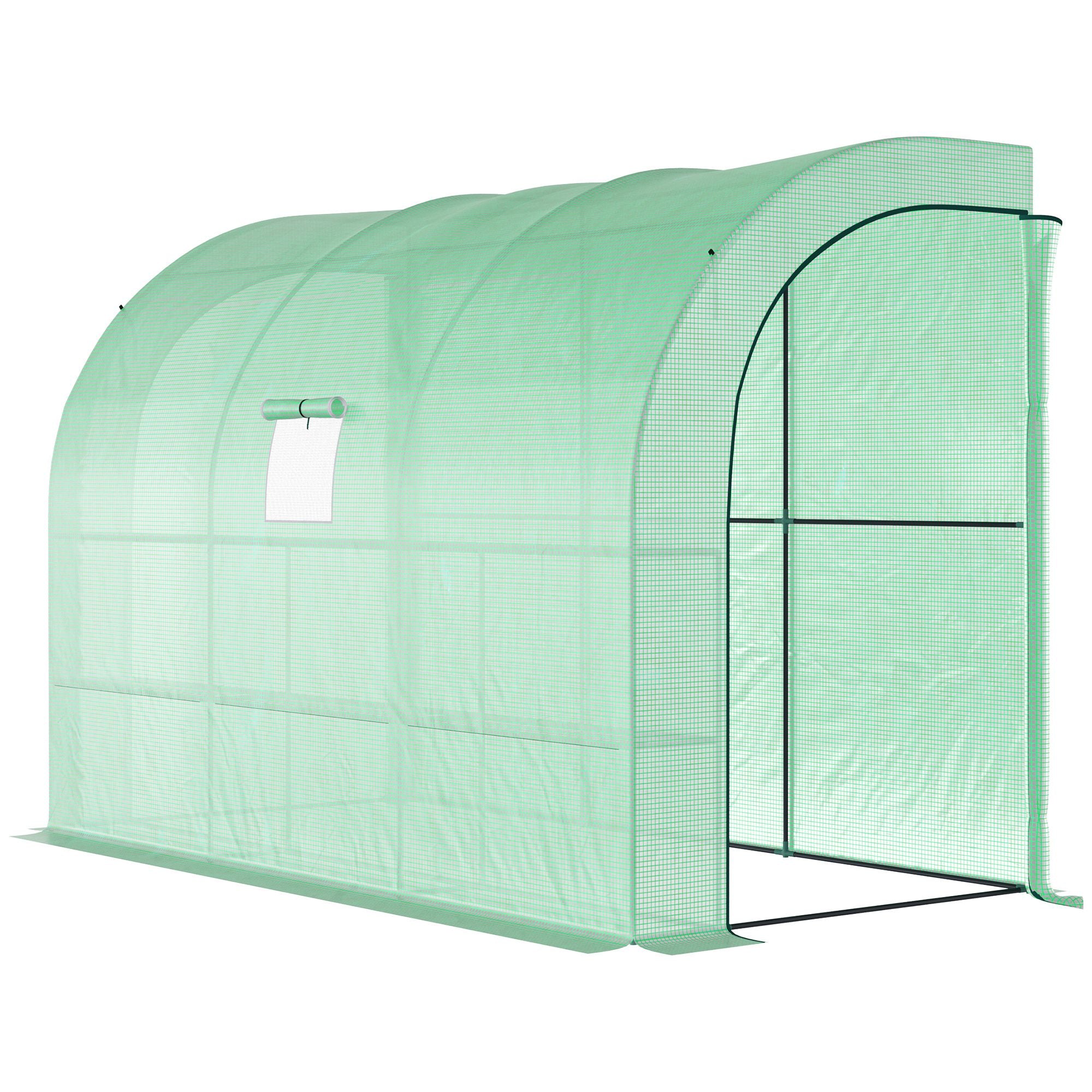 Greenhouse with Shelves Window, Winterproof Steel Poly Film Greenhouse, Wall-Mounted Greenhouse for Balcony, Garden, Tomato House 300x150x213cm Tomato Greenhouse for Vegetables Flowers Plants Green