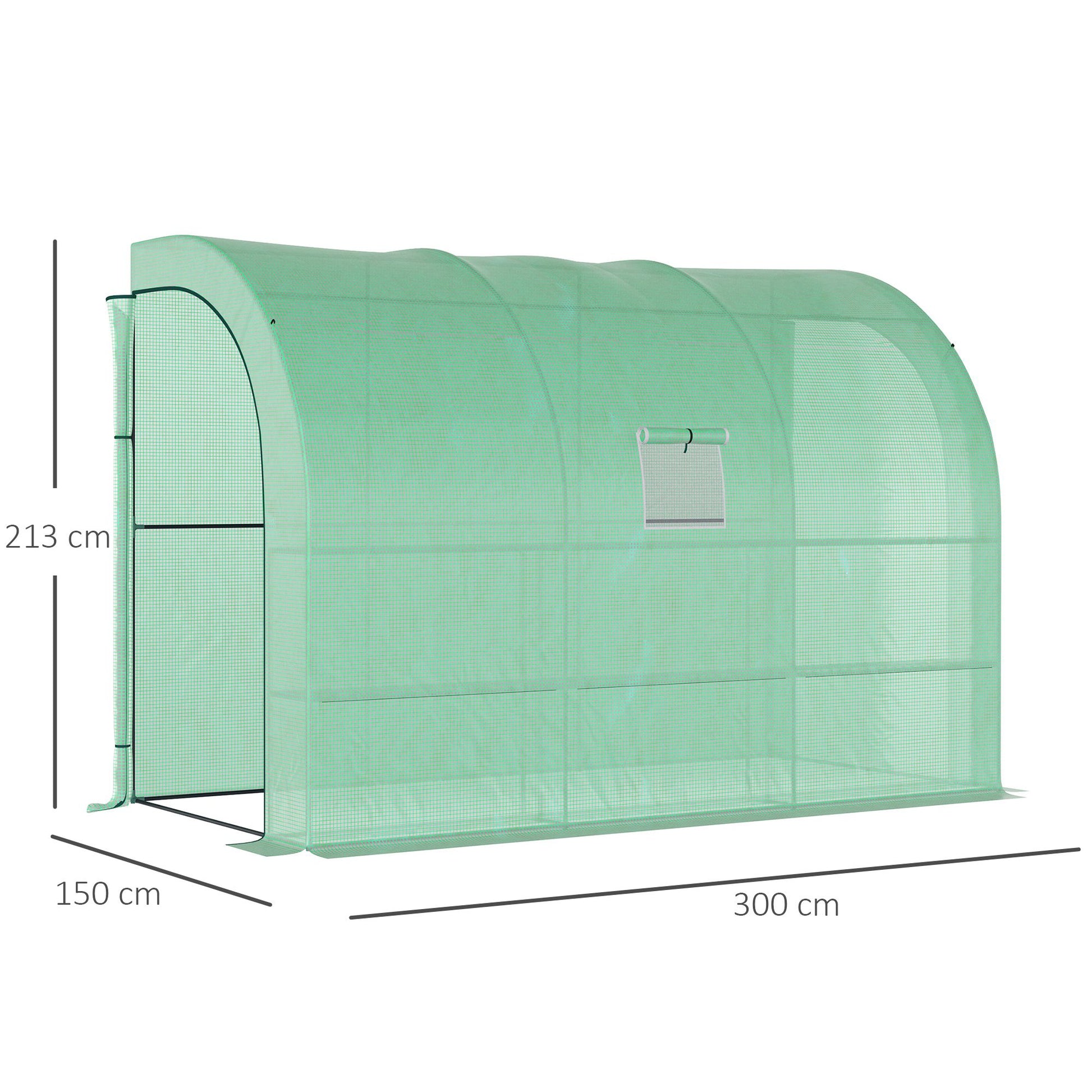 Greenhouse with Shelves Window, Winterproof Steel Poly Film Greenhouse, Wall-Mounted Greenhouse for Balcony, Garden, Tomato House 300x150x213cm Tomato Greenhouse for Vegetables Flowers Plants Green