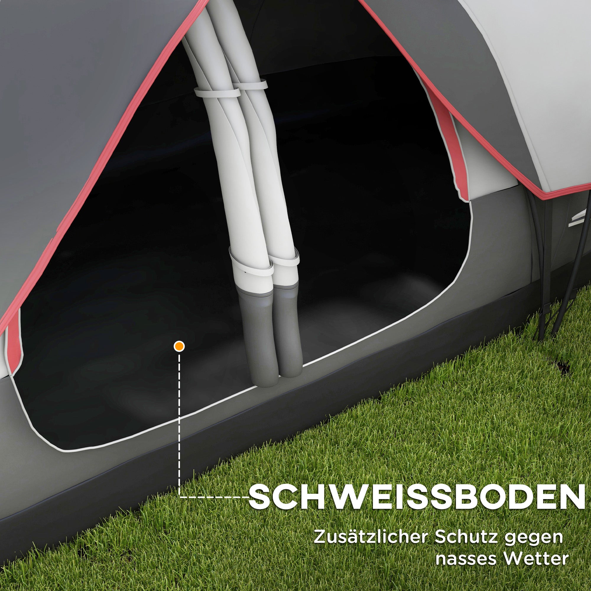 Camping Tent, Tunnel Tent for 6-8 People, with Light Hook, Mesh Windows, 2 Rooms Windproof Family Tent with Carrying Bag, 2000mm Water-Resistant Group Tent for Camping, Garden, Grey