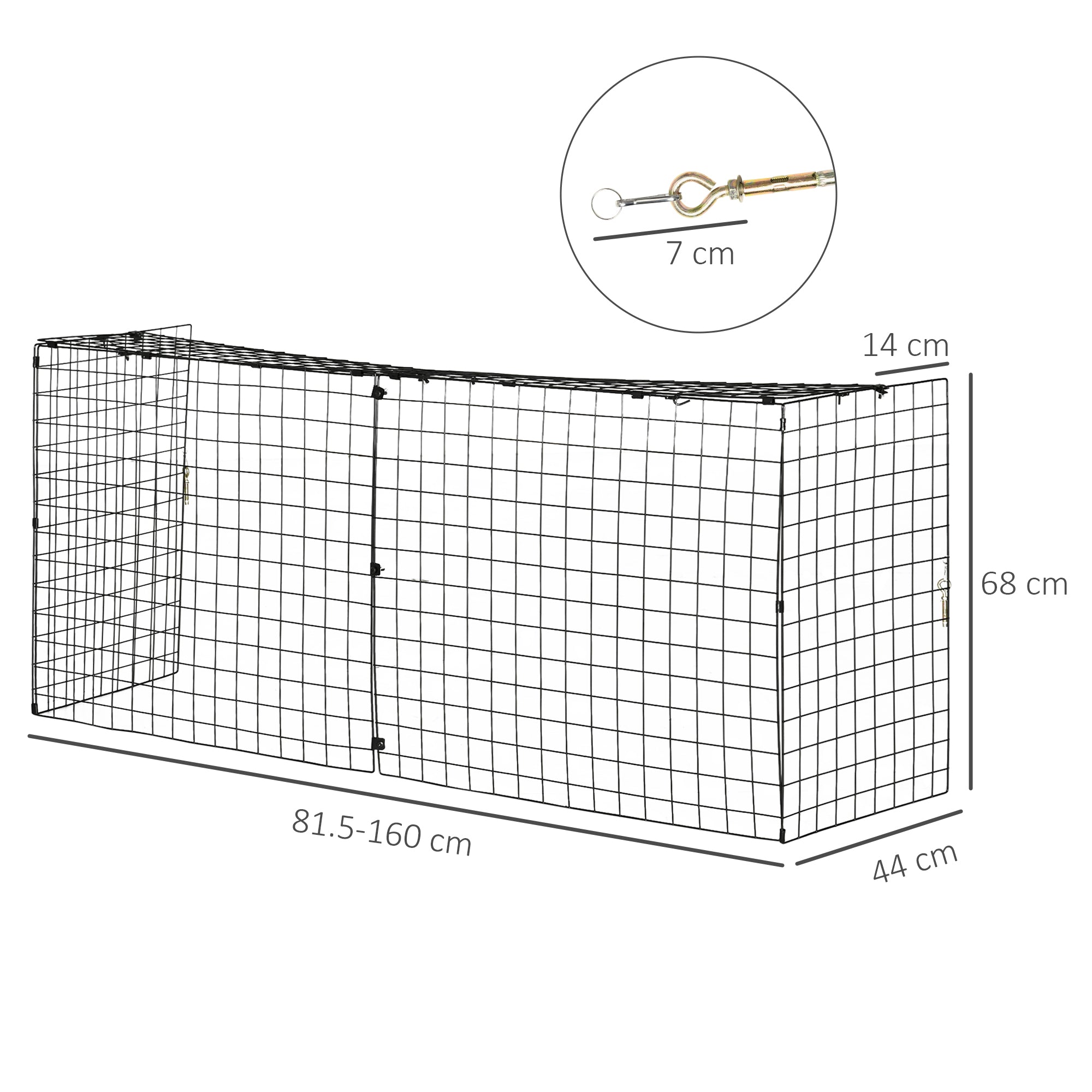 Fireplace Spark Protection Screen with Adjustable Length 81.5-160x44x68 cm Black Metal Wire Fireplace Protector
