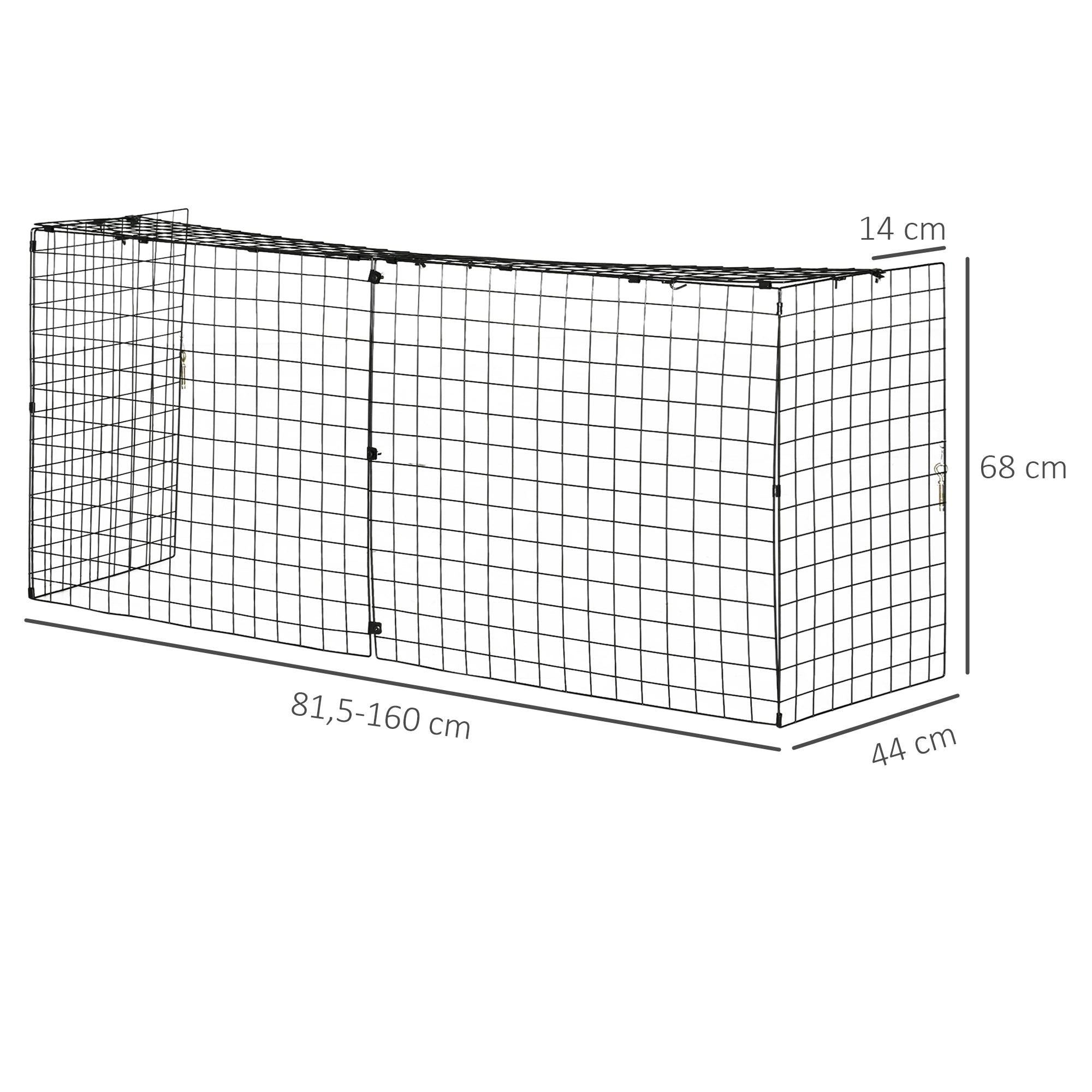 Fireplace Spark Protection Screen with Adjustable Length 81.5-160x44x68 cm Black Metal Wire Fireplace Protector
