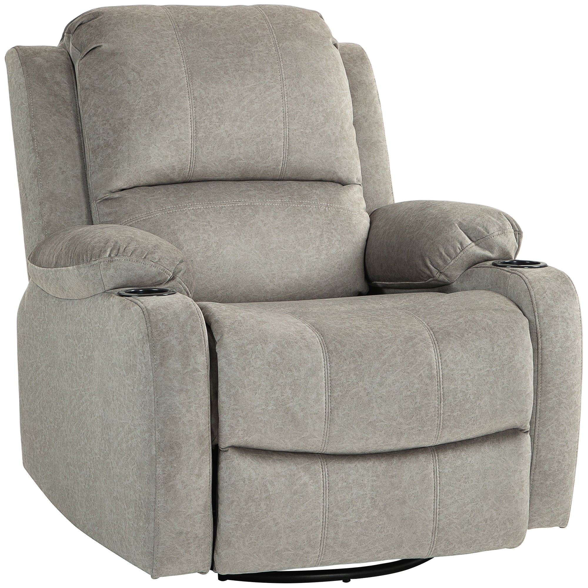 Relax Armchair TV Armchair with Reclining Function, Rocking Function, Swivel TV Armchair with Pocket Spring Core, Footrest, and Cup Holder, for Living Room, Brown