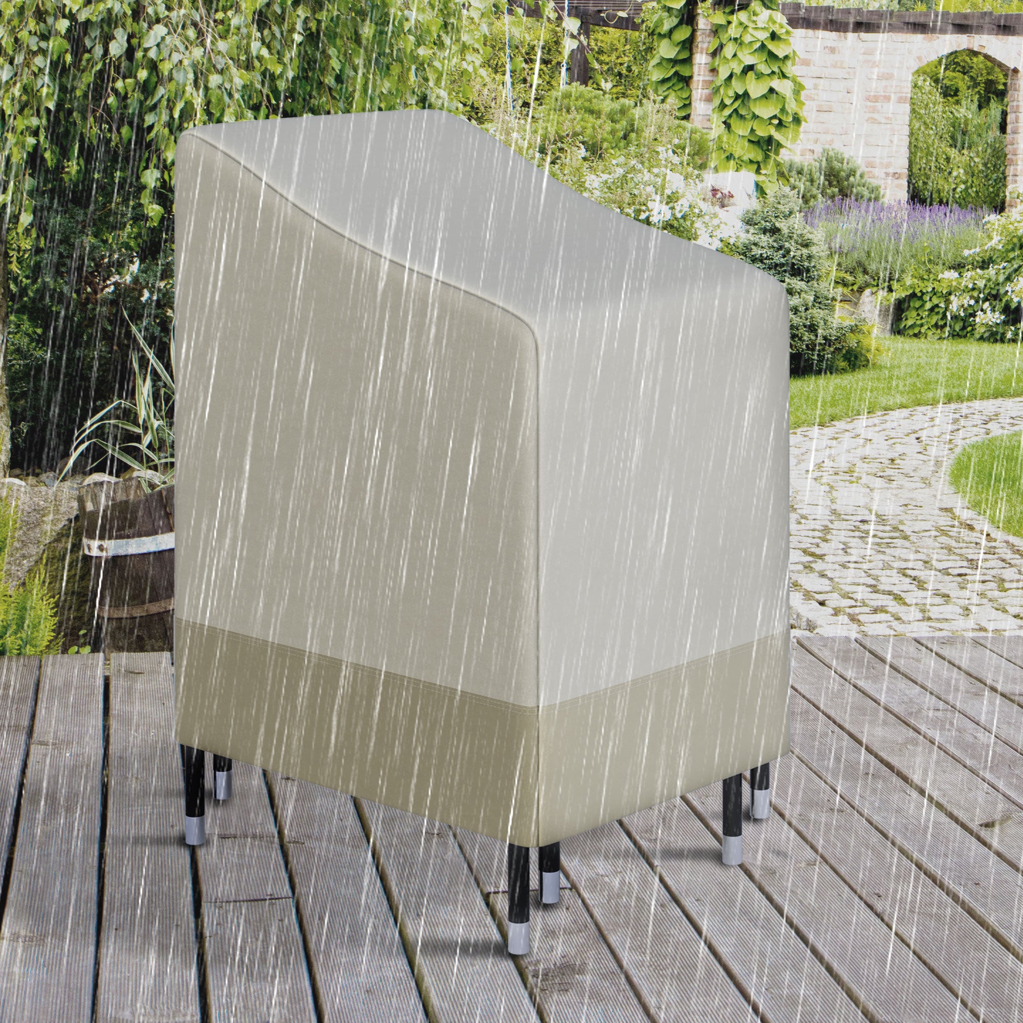 Stackable Chair Cover 90x70x115 cm Waterproof Oxford 600D Garden Furniture Cover Anti-UV Beige and Brown