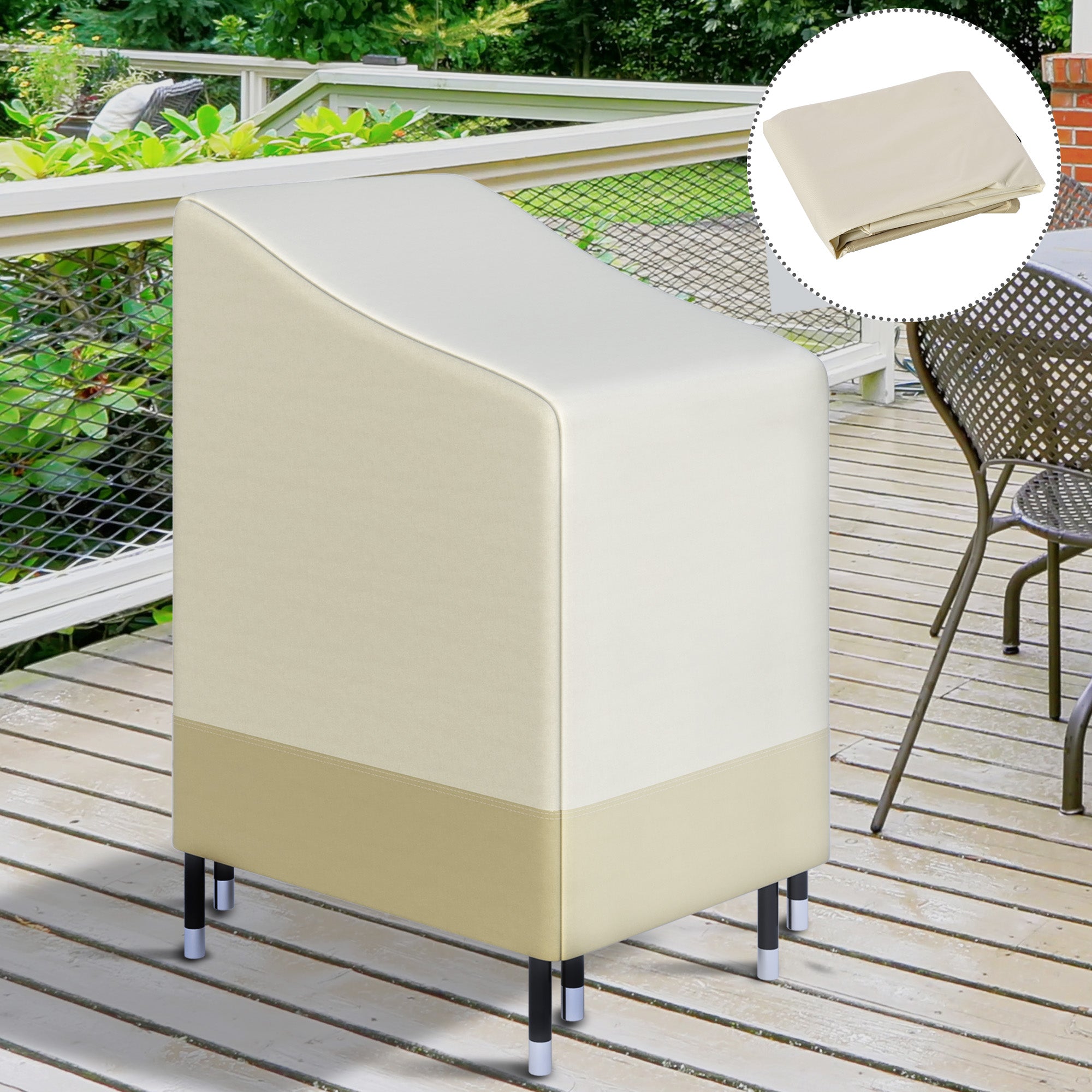 Stackable Chair Cover 90x70x115 cm Waterproof Oxford 600D Garden Furniture Cover Anti-UV Beige and Brown