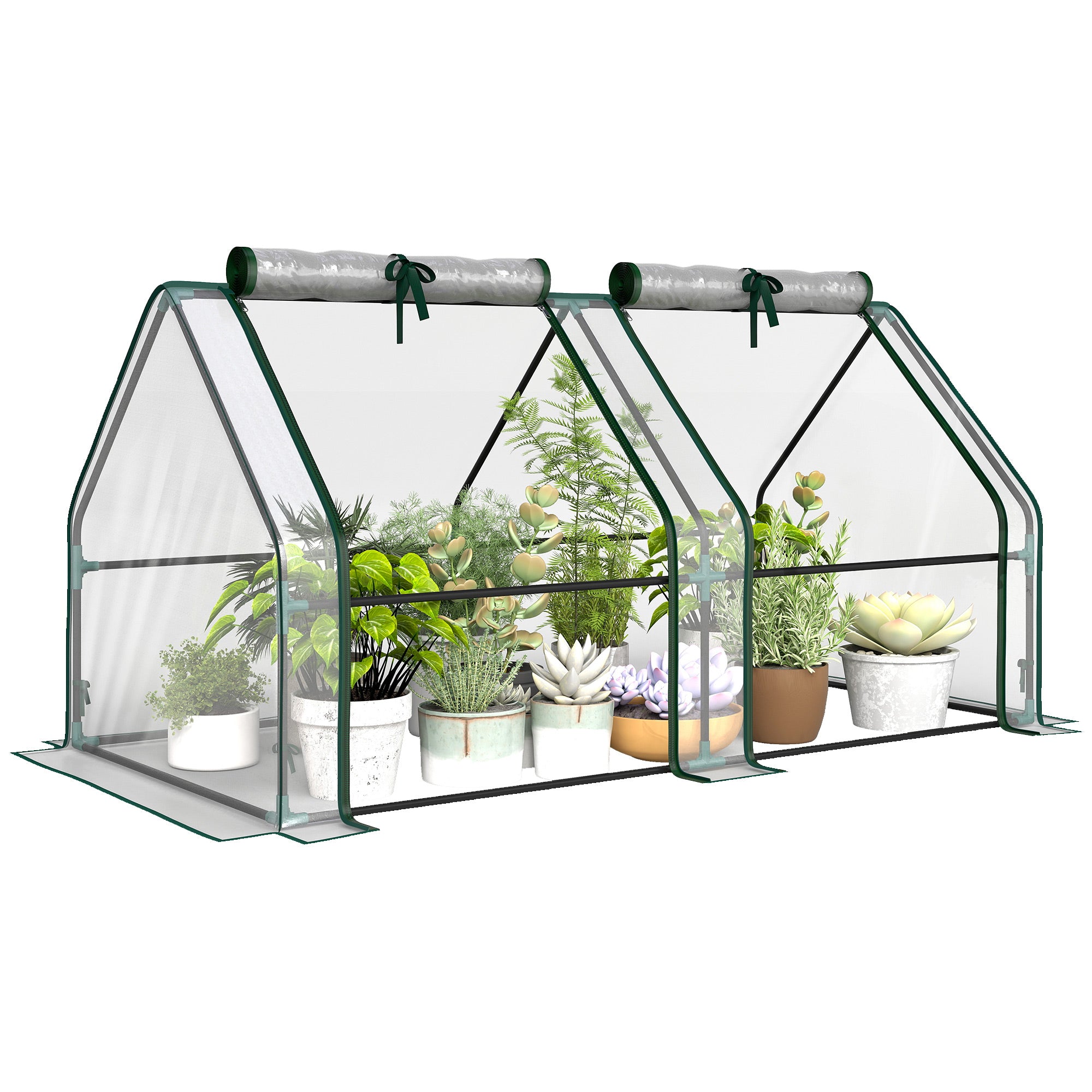 Clear Portable Greenhouse with Zippered Window — Powder-Coated Steel Frame, 180 x 90 x 90 cm (71 x 35 x 35 in)
