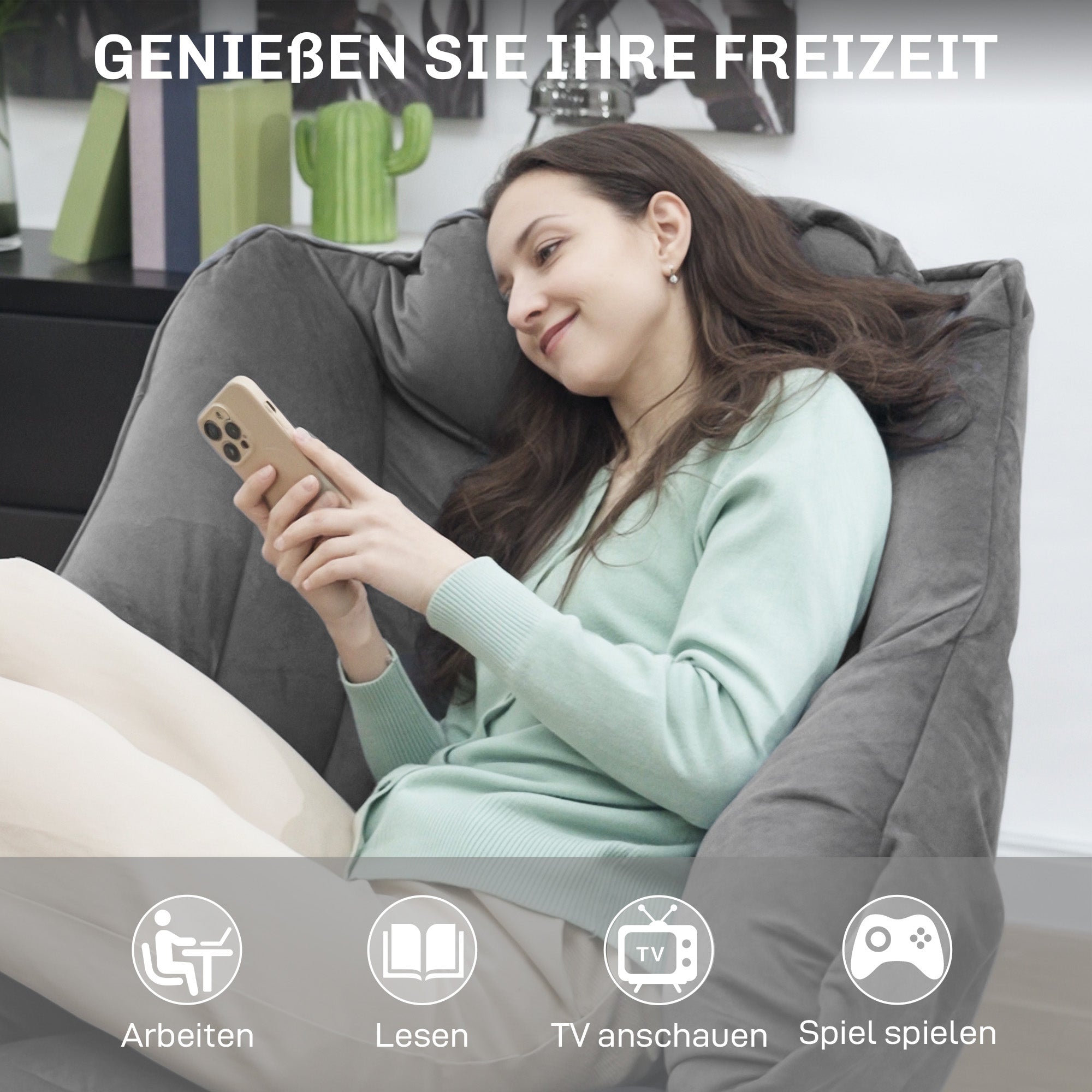 Living Room Armchair Lounge Chair Upholstered Relax Chair with Side Pocket, Steel Legs Padded Armchair with Velvet Look, Single Chair for Bedroom, Grey