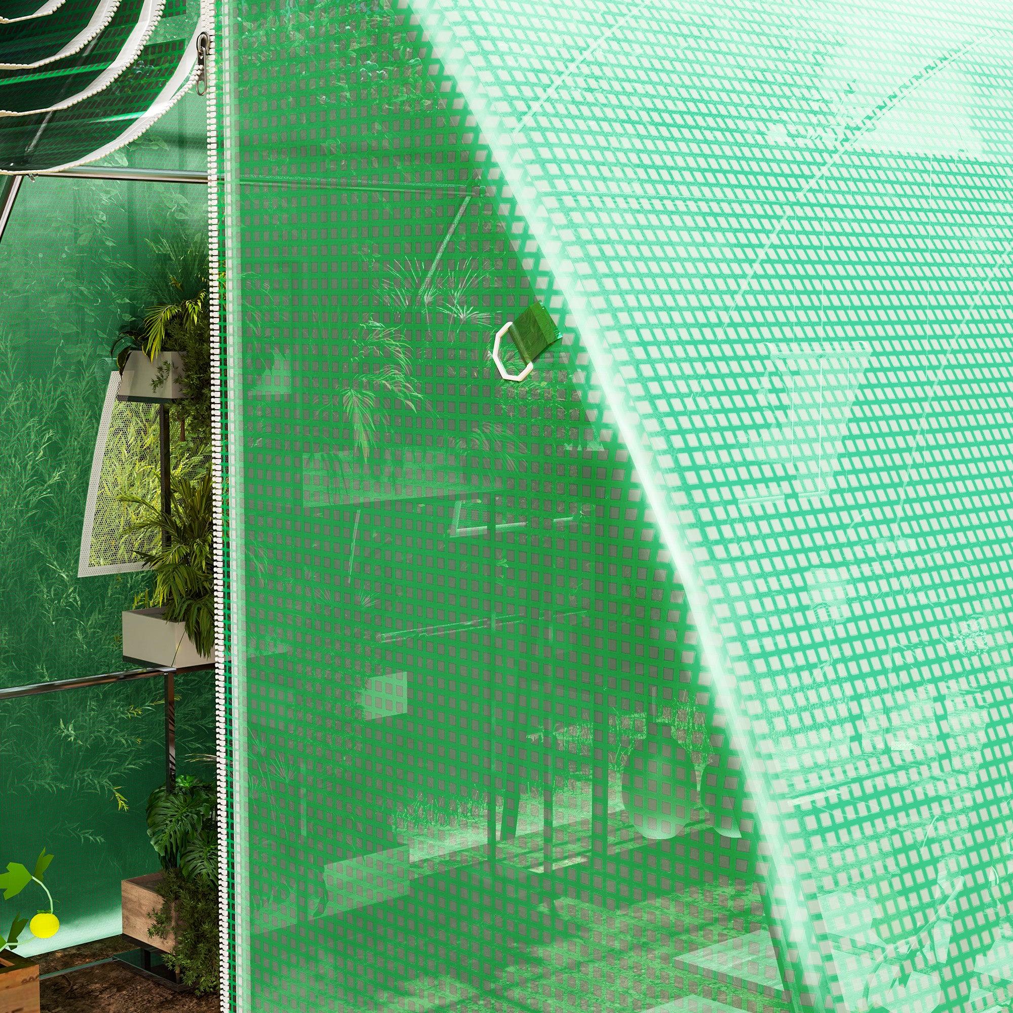 Replacement Film for Garden Tunnel Greenhouse 12 m², Film 4 x 3 x 2 m PE Anti-UV Waterproof 8 Windows + Roll-up Zippered Door Green