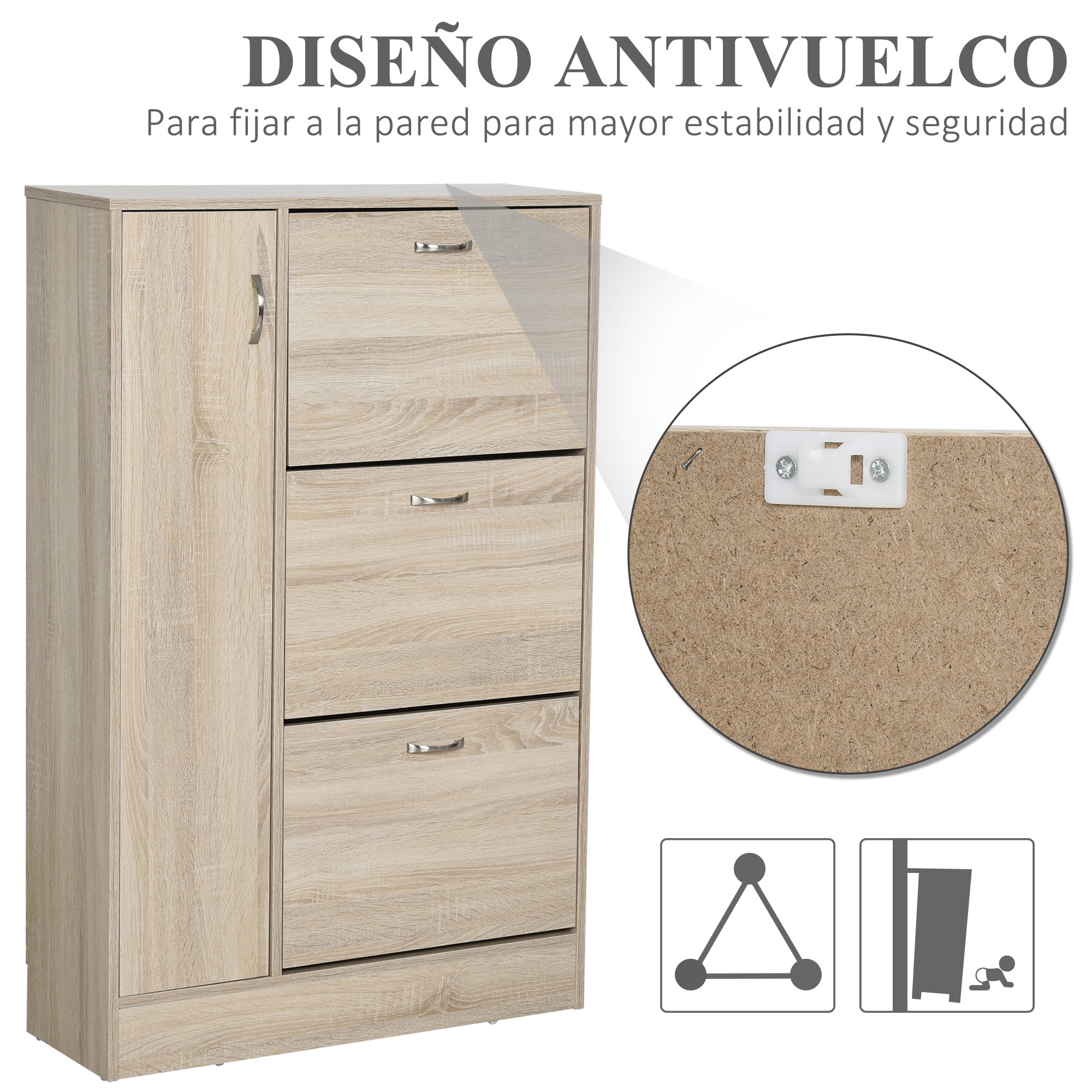 2-in-1 Shoe Cabinet for Shoes Storage Umbrellas Tall Cabinet Adjustable Shelf for 12 pairs 79x26x120 cm Wood