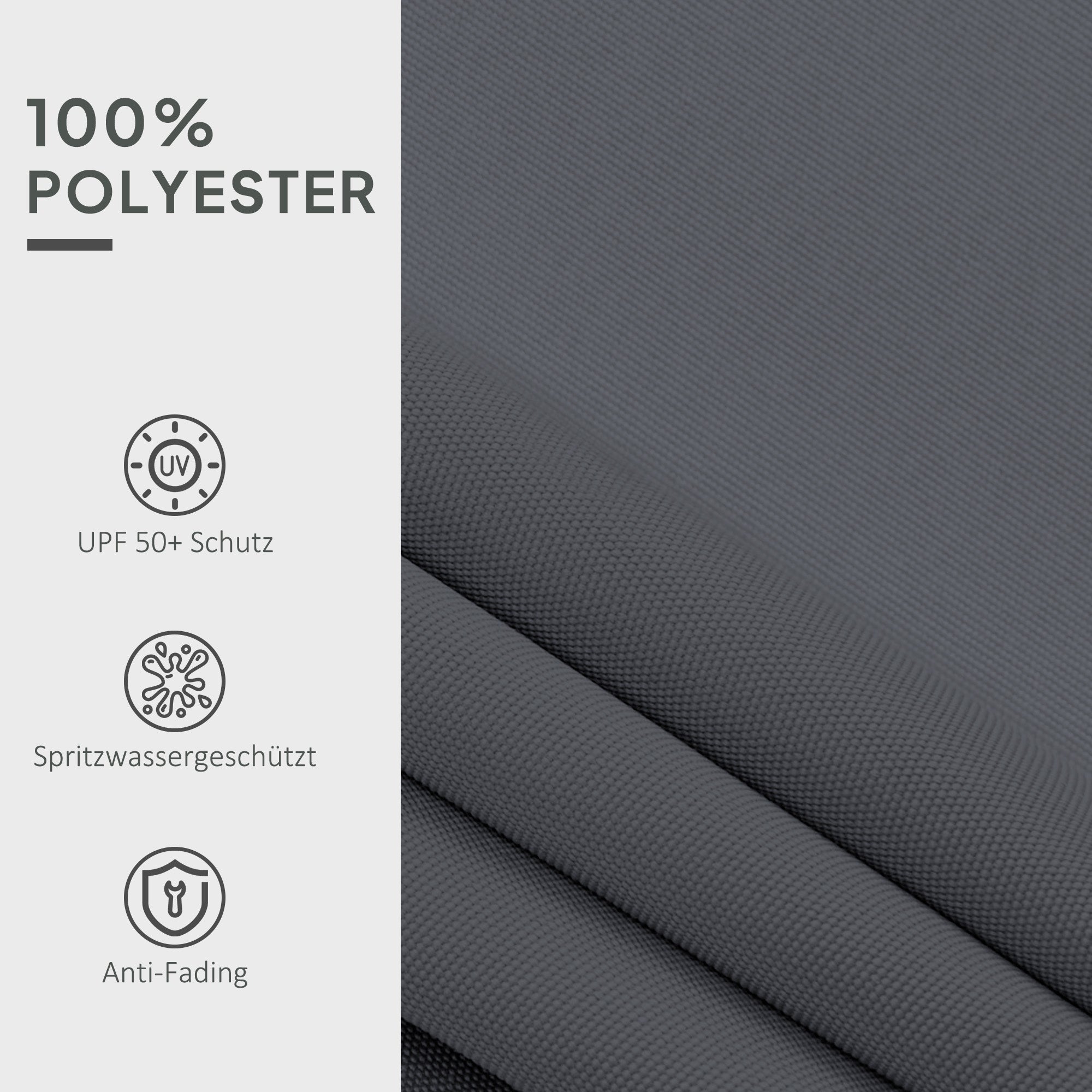 Awning Fabric with Volant Water-Repellent Replacement Fabric for 3 x 2.5 m Awnings Awning Cloth Awning Fabric Sun Protection for Garden Balcony Courtyard Gray