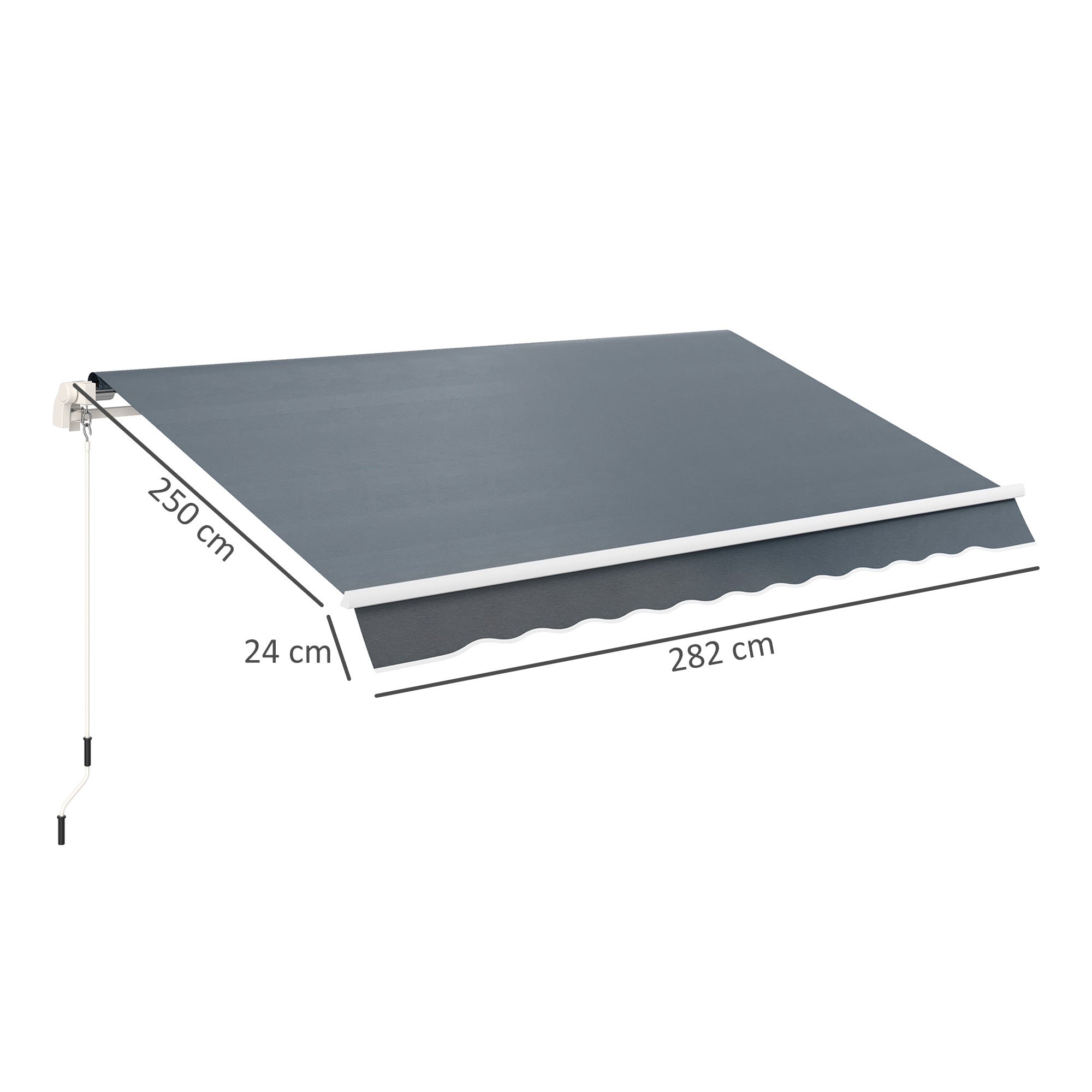 Awning Fabric with Volant Water-Repellent Replacement Fabric for 3 x 2.5 m Awnings Awning Cloth Awning Fabric Sun Protection for Garden Balcony Courtyard Gray