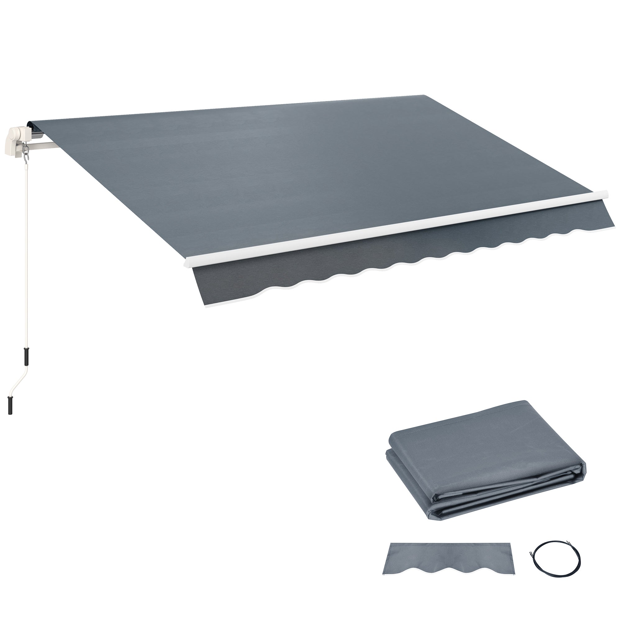 Awning Fabric with Volant Water-Repellent Replacement Fabric for 3 x 2.5 m Awnings Awning Cloth Awning Fabric Sun Protection for Garden Balcony Courtyard Gray