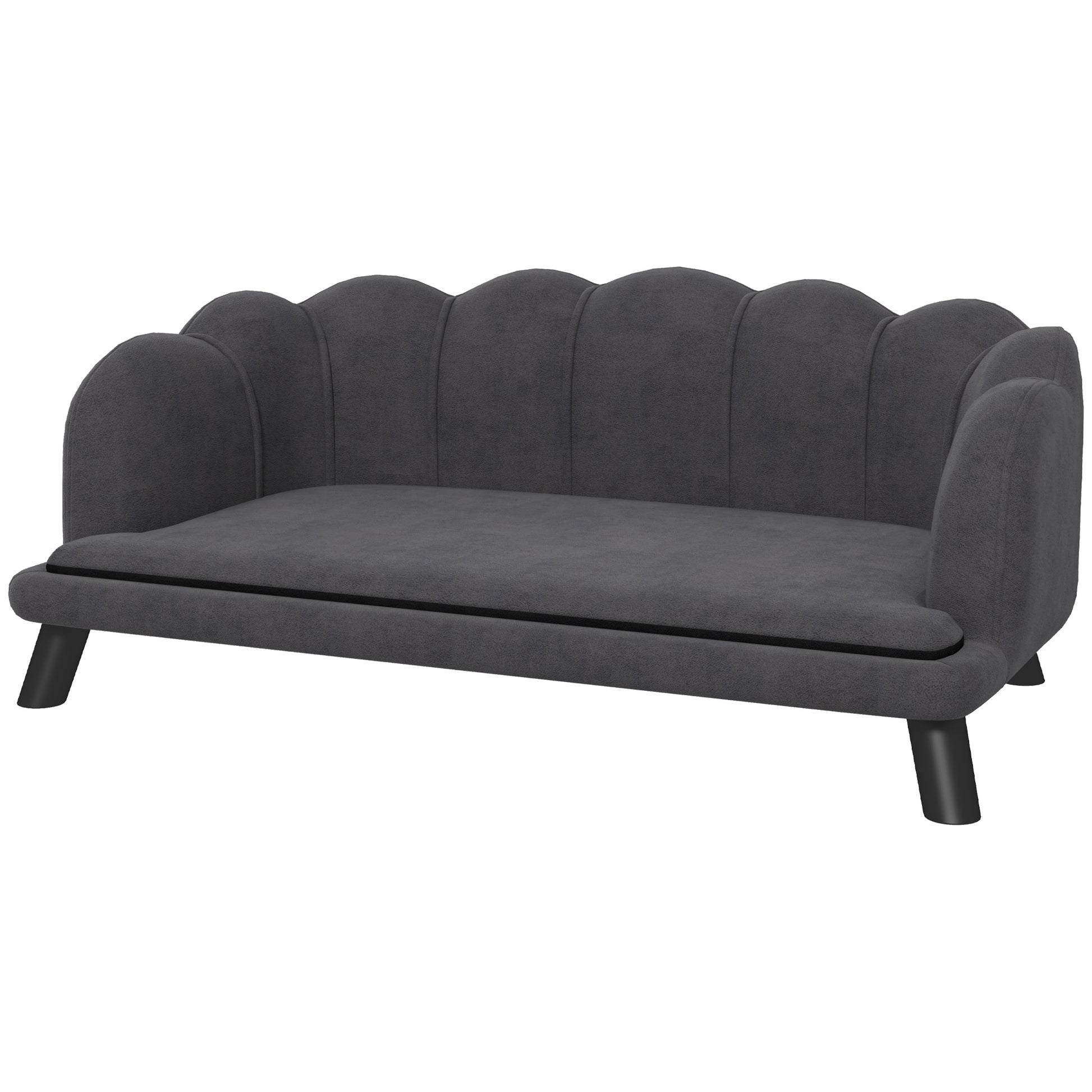Dog Sofa Dog Couch, Washable Cover, Pet Sofa with Backrest and Wooden Legs, Cat Sofa, for medium-sized dogs under 25 kg, Dark Grey