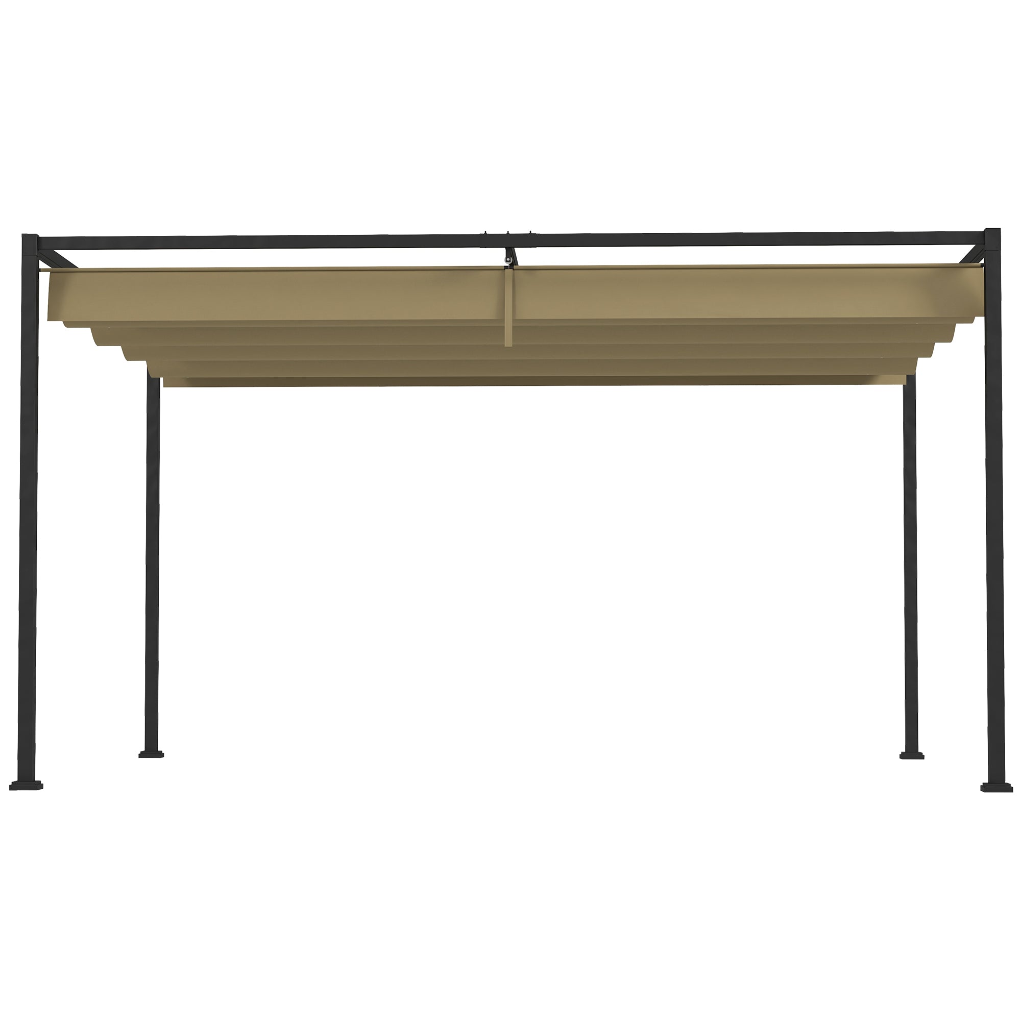 Pergola 4x3m Garden Pavilion, Steel Terrace Canopy, Garden Pavilion with Adjustable Roof, Freestanding, Sun Protection for Terrace and Garden, Khaki