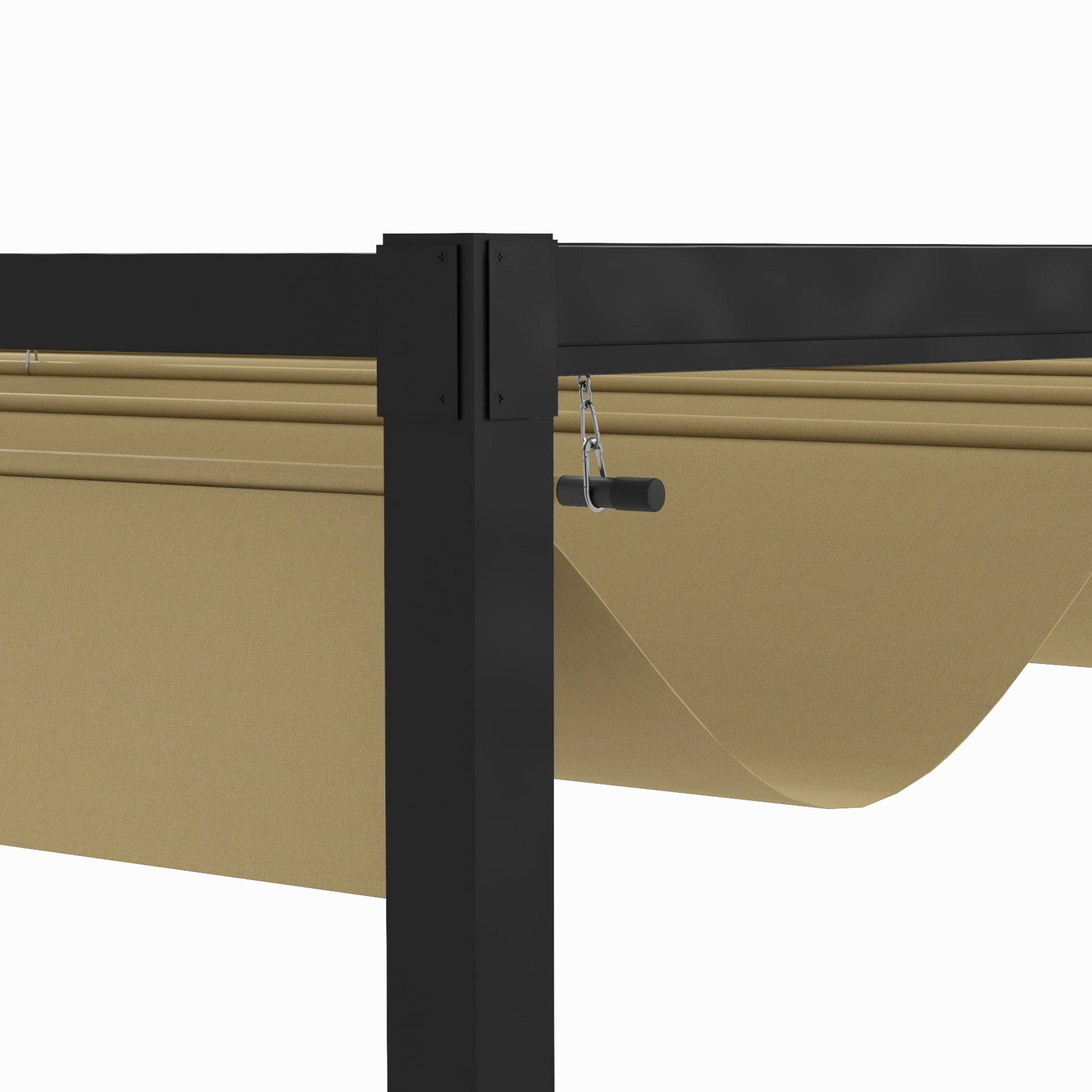 Pergola 4x3m Garden Pavilion, Steel Terrace Canopy, Garden Pavilion with Adjustable Roof, Freestanding, Sun Protection for Terrace and Garden, Khaki