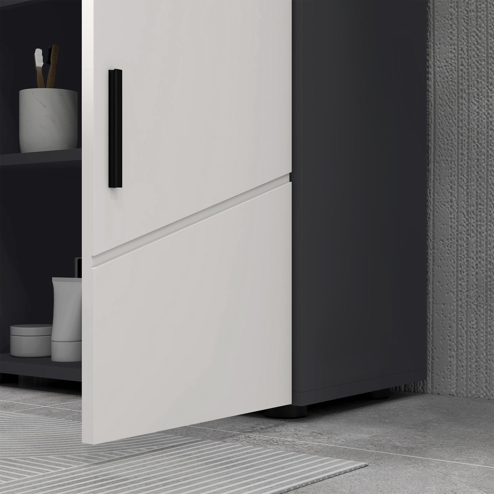 Under Sink Cabinet with Adjustable Shelf, Vanity Cabinet with Handle, Bathroom Cabinet with Tip-Over Protection, Gray, 60 x 30 x 60 cm