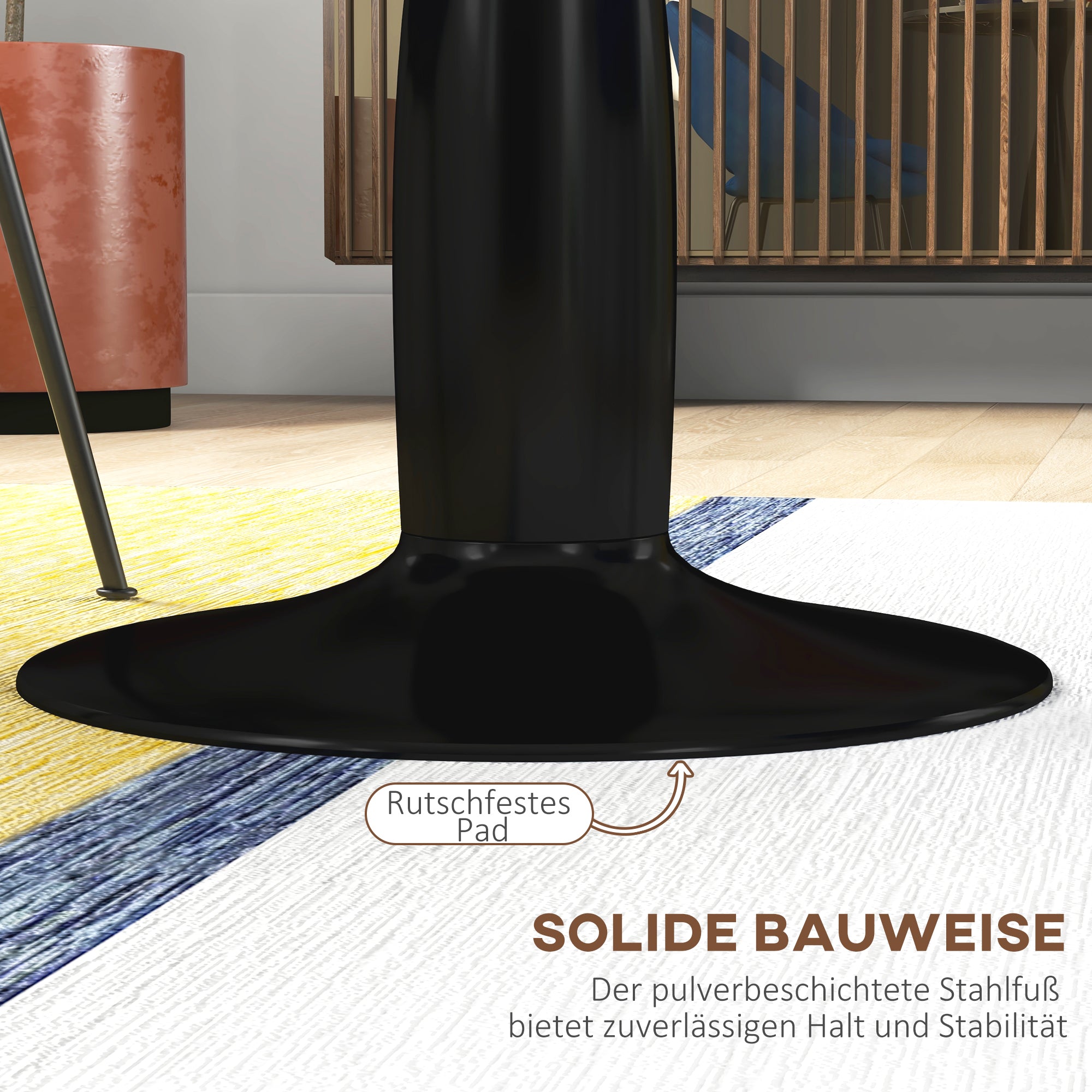 Dining Table, Round Kitchen Table, Modern Dining Table Coffee Table with Steel Frame, Bar Table for 2 Persons, Ø70 x 74 cm, Black