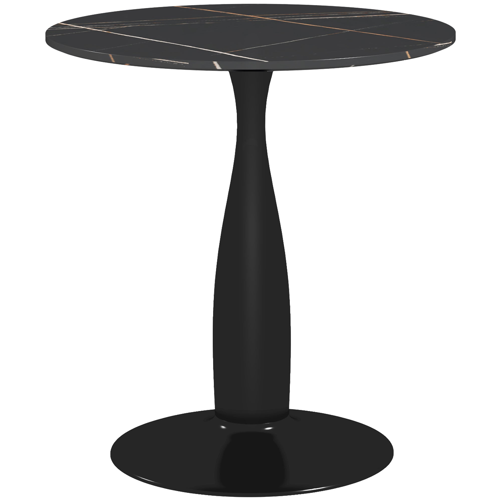 Dining Table, Round Kitchen Table, Modern Dining Table Coffee Table with Steel Frame, Bar Table for 2 Persons, Ø70 x 74 cm, Black