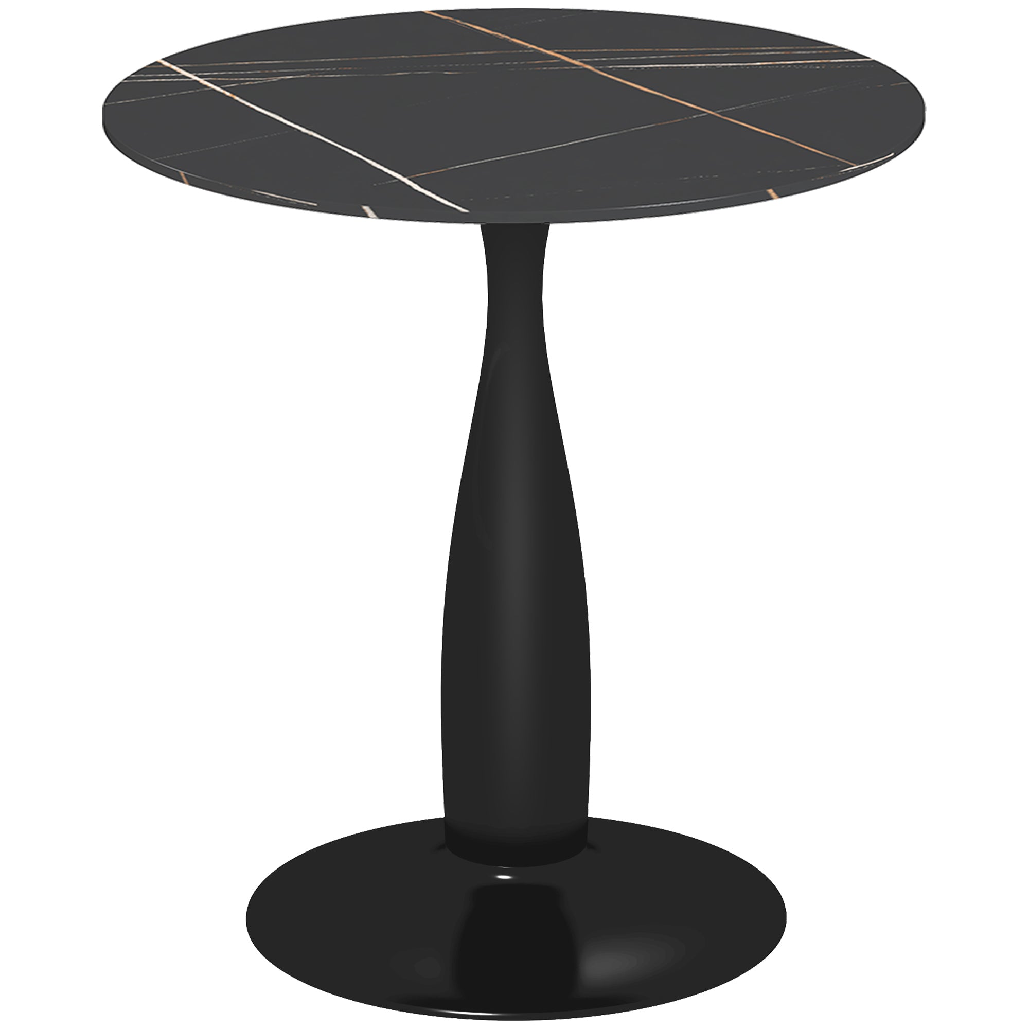 Dining Table, Round Kitchen Table, Modern Dining Table Coffee Table with Steel Frame, Bar Table for 2 Persons, Ø70 x 74 cm, Black