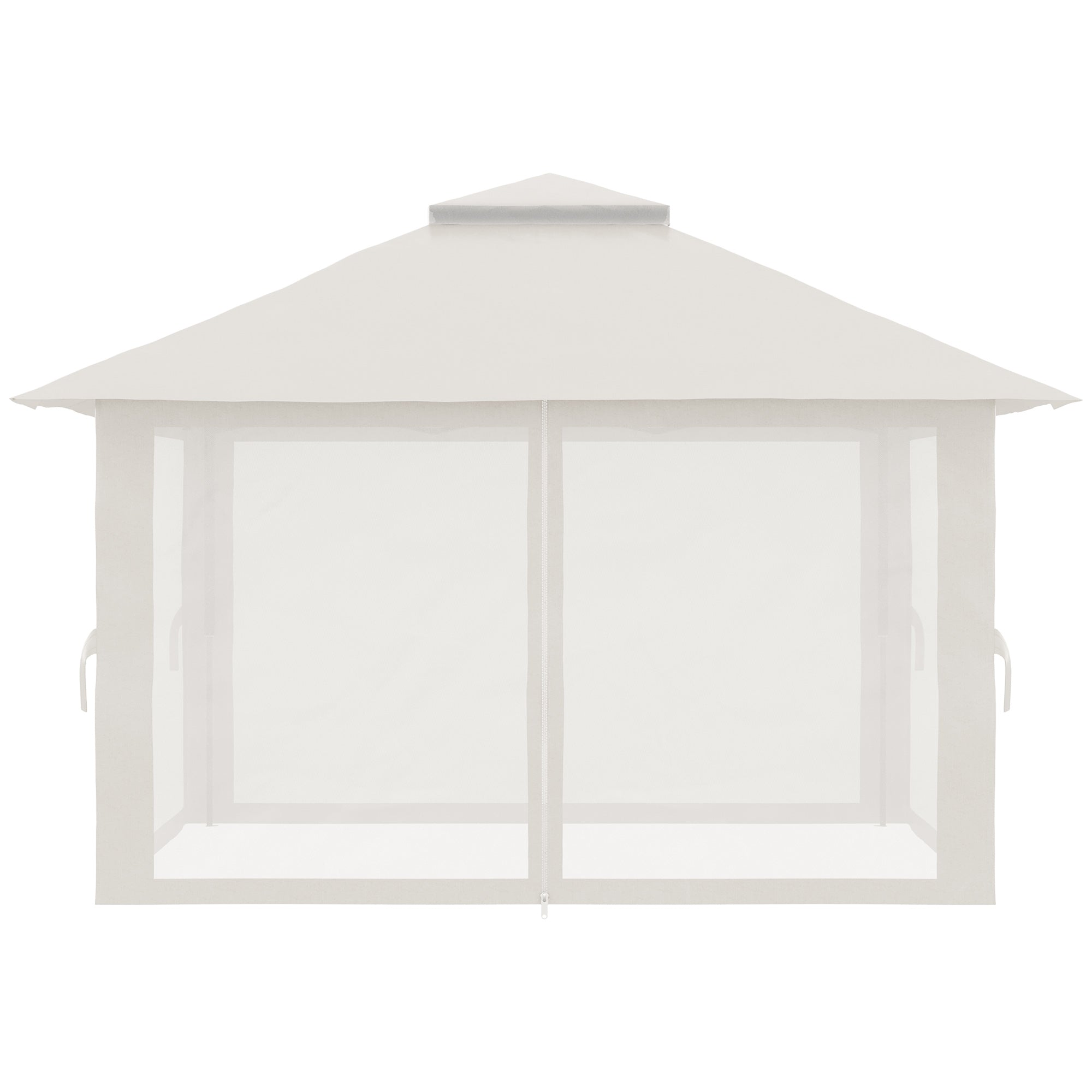 Pavilion 4x4m Stable Winterproof Pop-up Garden Gazebo with Double Roof, UV Protection 50+ Party Tent Garden Tent with 4 Side Walls Bag Sandbags for Camping Garden Festival, Cream White