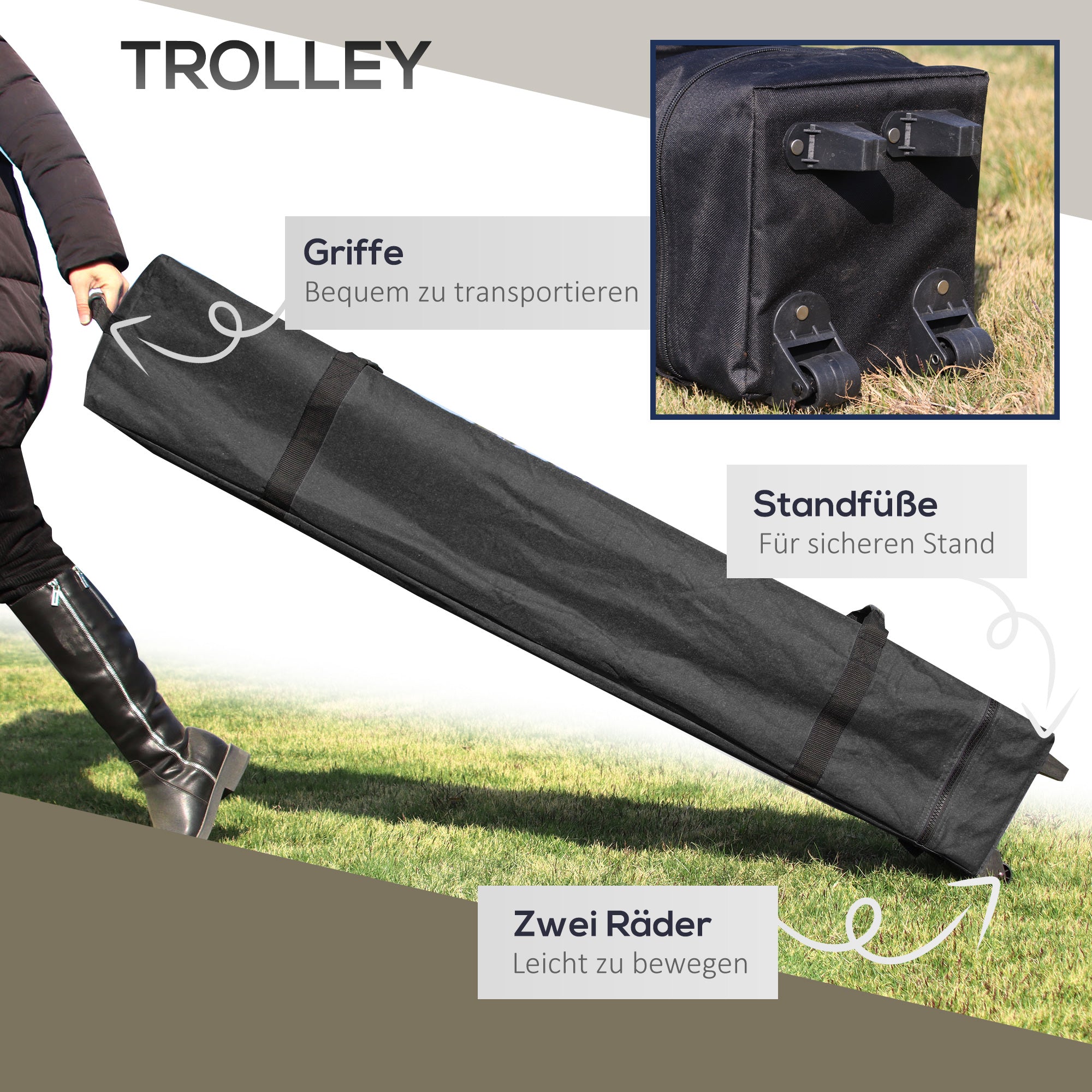 Pavilion 4x4m Stable Winterproof Pop-up Garden Gazebo with Double Roof, UV Protection 50+ Party Tent Garden Tent with 4 Side Walls Bag Sandbags for Camping Garden Festival, Cream White