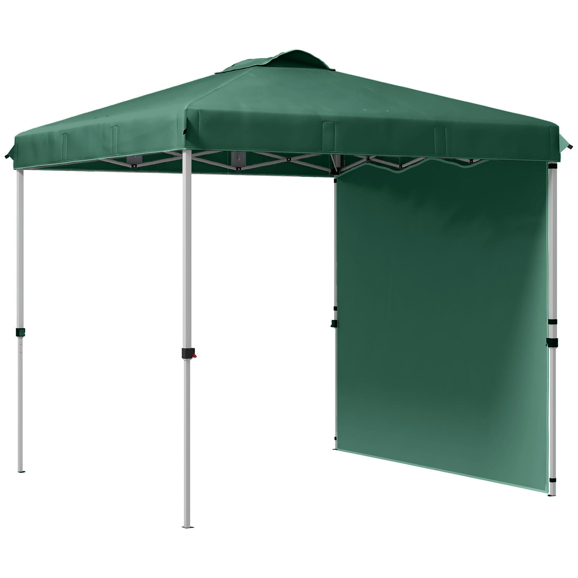 Foldable Gazebo 2.5x2.5 m Garden Canopy with 1 Side Wall Adjustable Height in 3 Levels Anti-UV Waterproof and Sandbag Green Gazebo for Outdoor Camping Parties