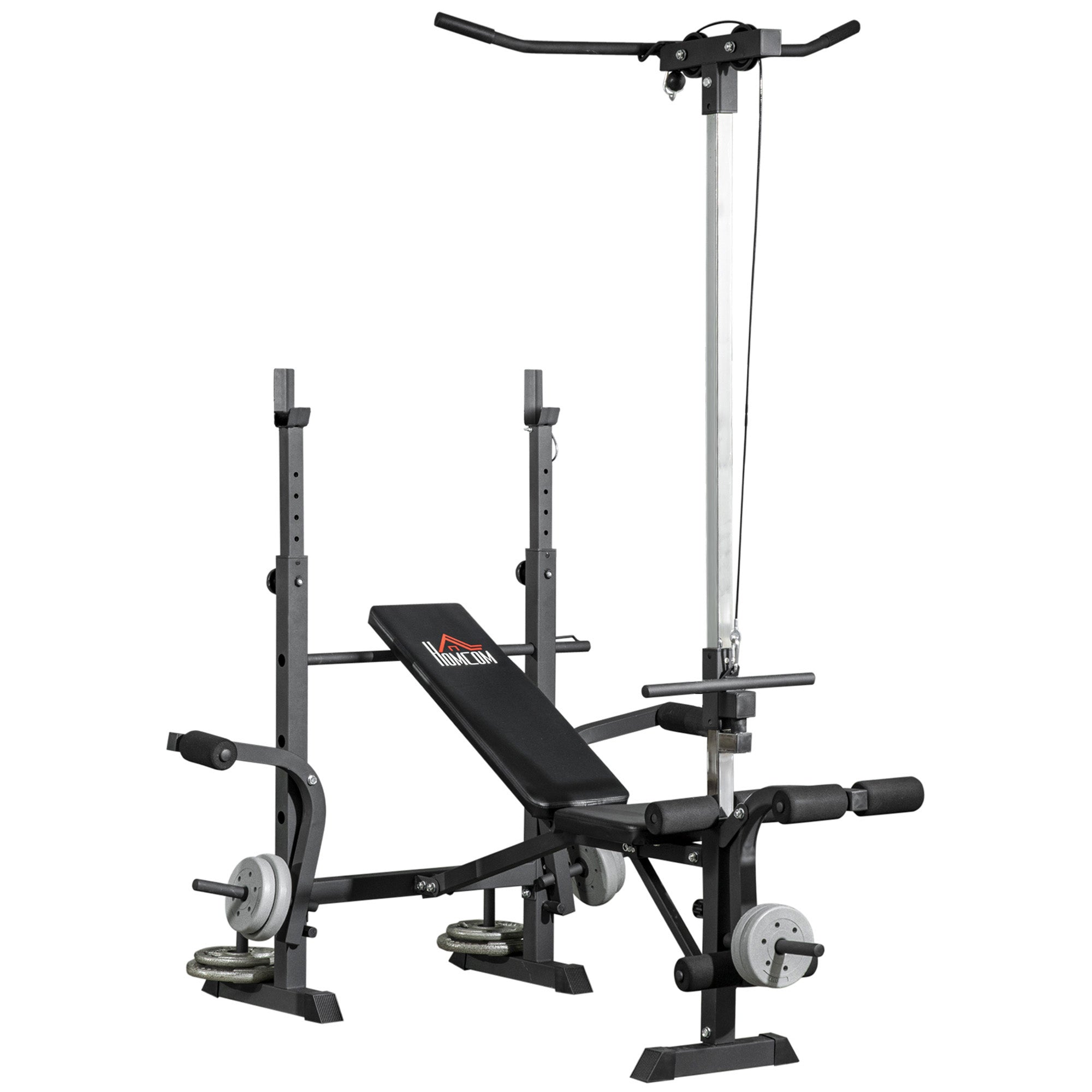 Multifunctional Weight Bench Adjustable in 6 Positions for Full Body Workout at Home Gym Load 150 kg 180x134x200 cm Silver and Black