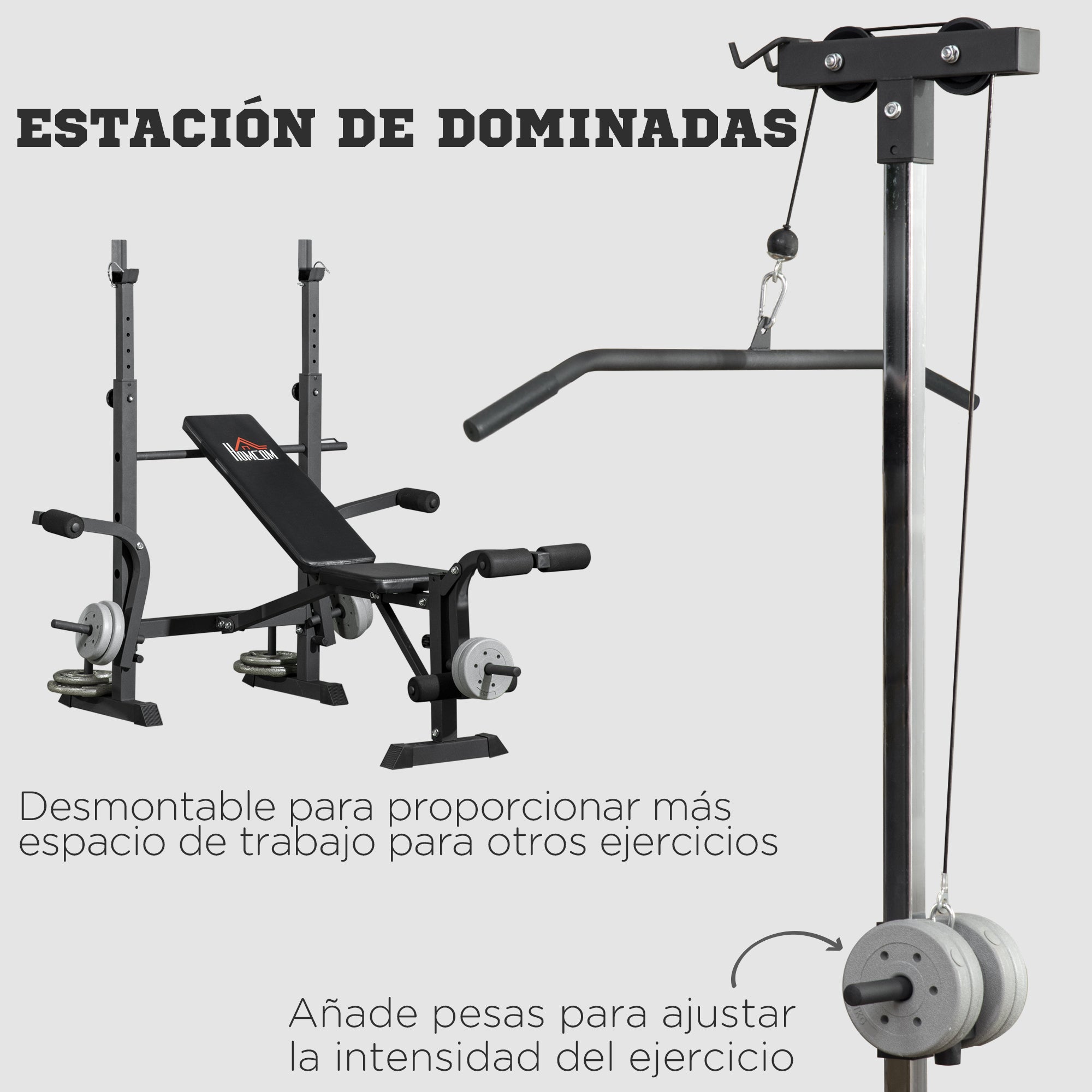 Multifunctional Weight Bench Adjustable in 6 Positions for Full Body Workout at Home Gym Load 150 kg 180x134x200 cm Silver and Black