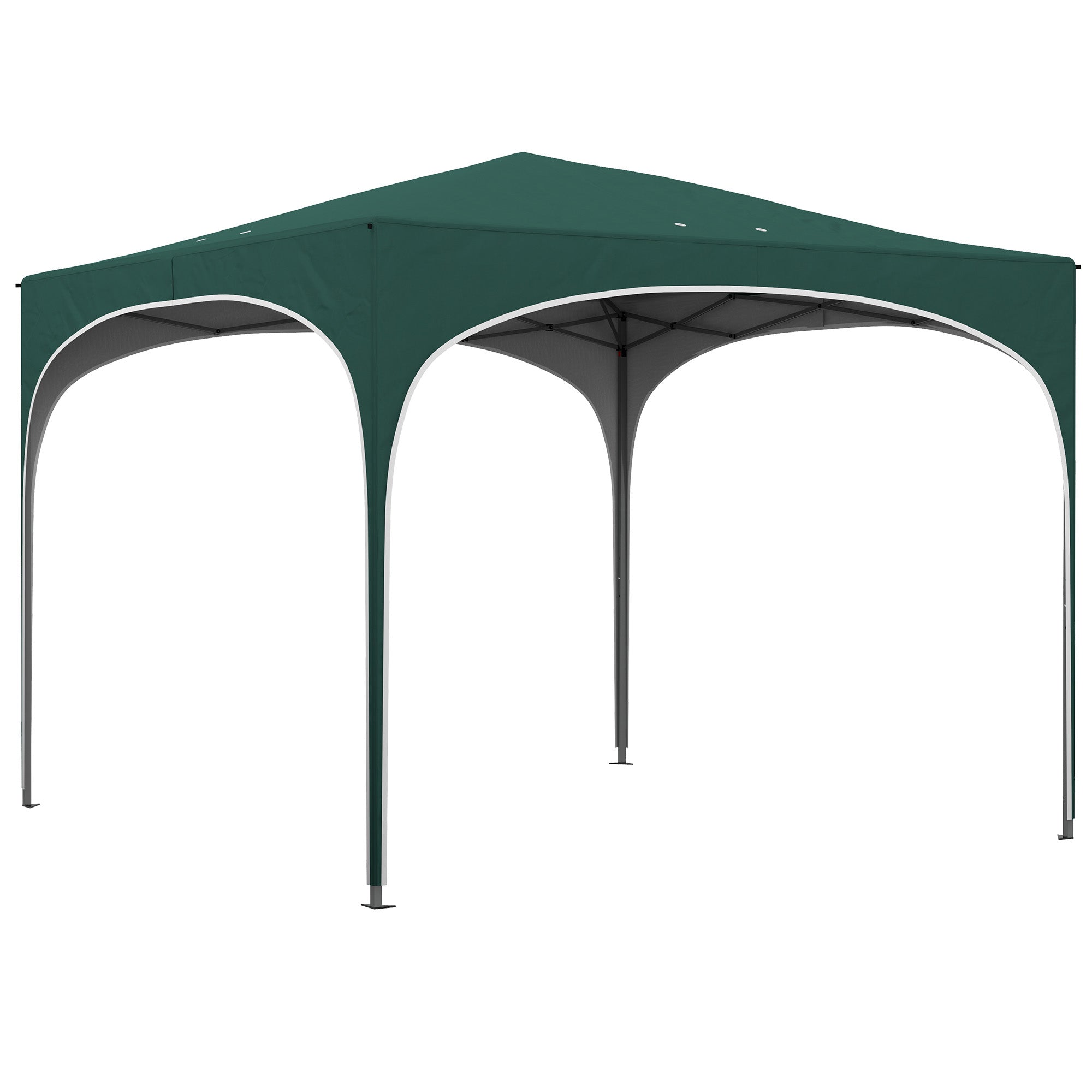 Pop-up Garden Gazebo for 6-9 People, 3x3m Folding Gazebo with Adjustable Height and Carry Bag, Metal Frame with Ropes, Stakes, and Sandbags, 295x295x255 cm, Green