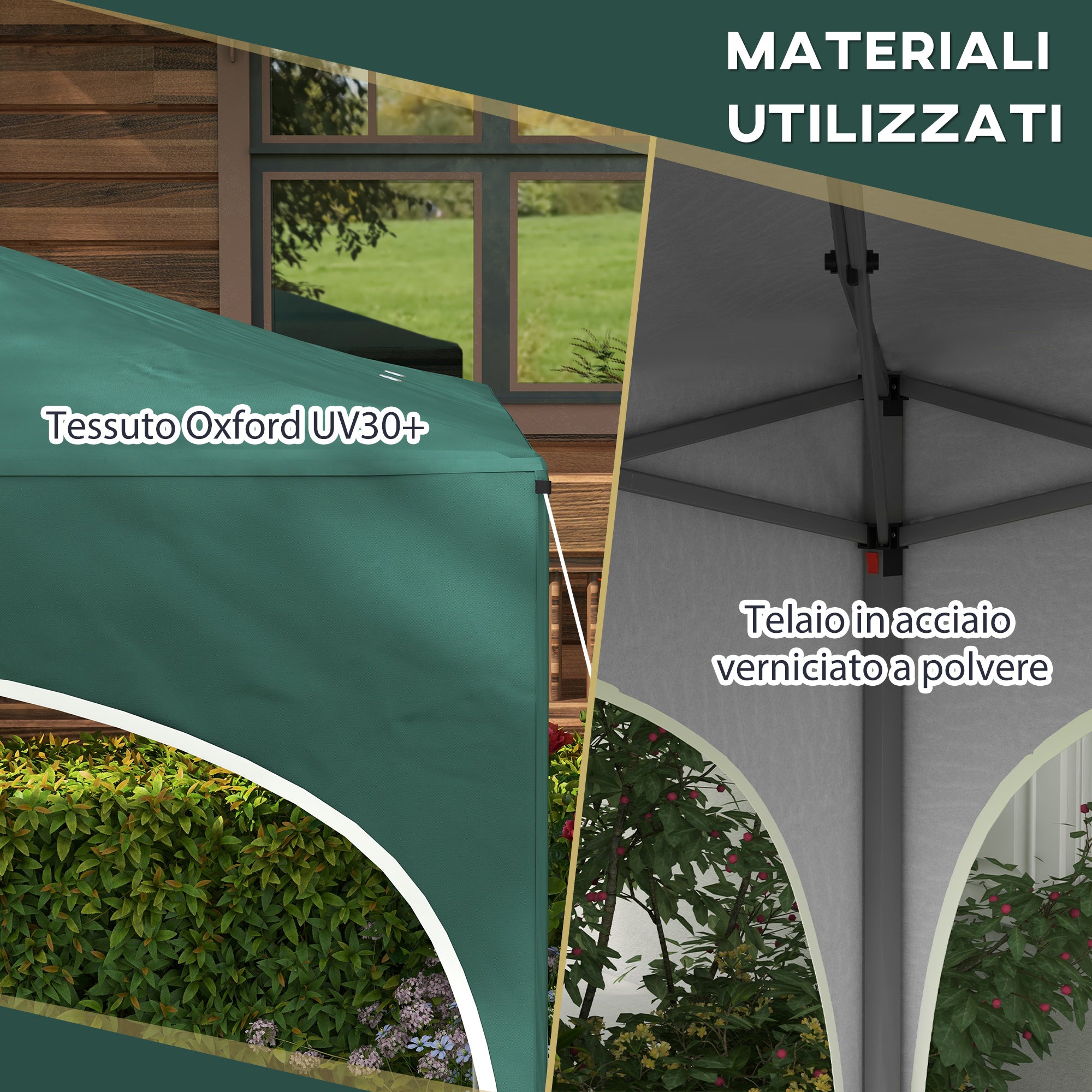 Pop-up Garden Gazebo for 6-9 People, 3x3m Folding Gazebo with Adjustable Height and Carry Bag, Metal Frame with Ropes, Stakes, and Sandbags, 295x295x255 cm, Green