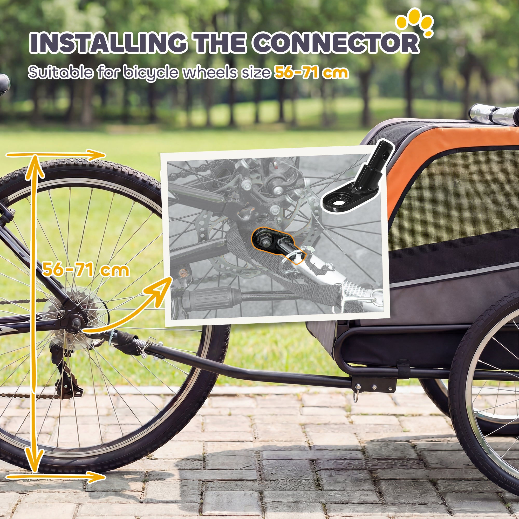 Foldable Dog Bike Trailer with Reflectors — 2 Zippered Doors, Internal Leash, Mesh Windows, Portable 600D Oxford Carrier for Small to Medium Dogs (up to 44 lb)