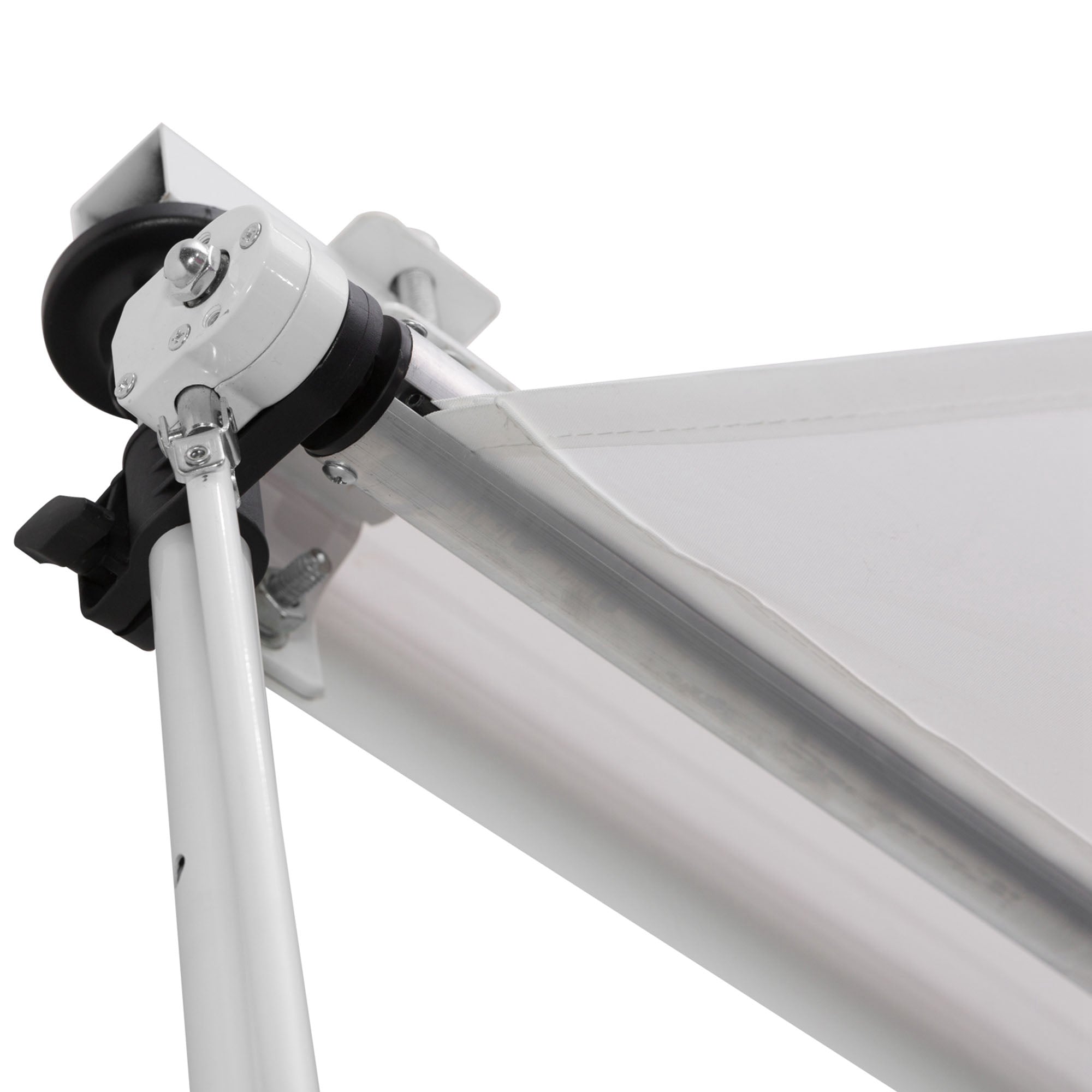 Retractable Manual Awning 300x150x170-280 cm Balcony Awning with Adjustable Height Crank and Sun Protection for Terrace Garden White