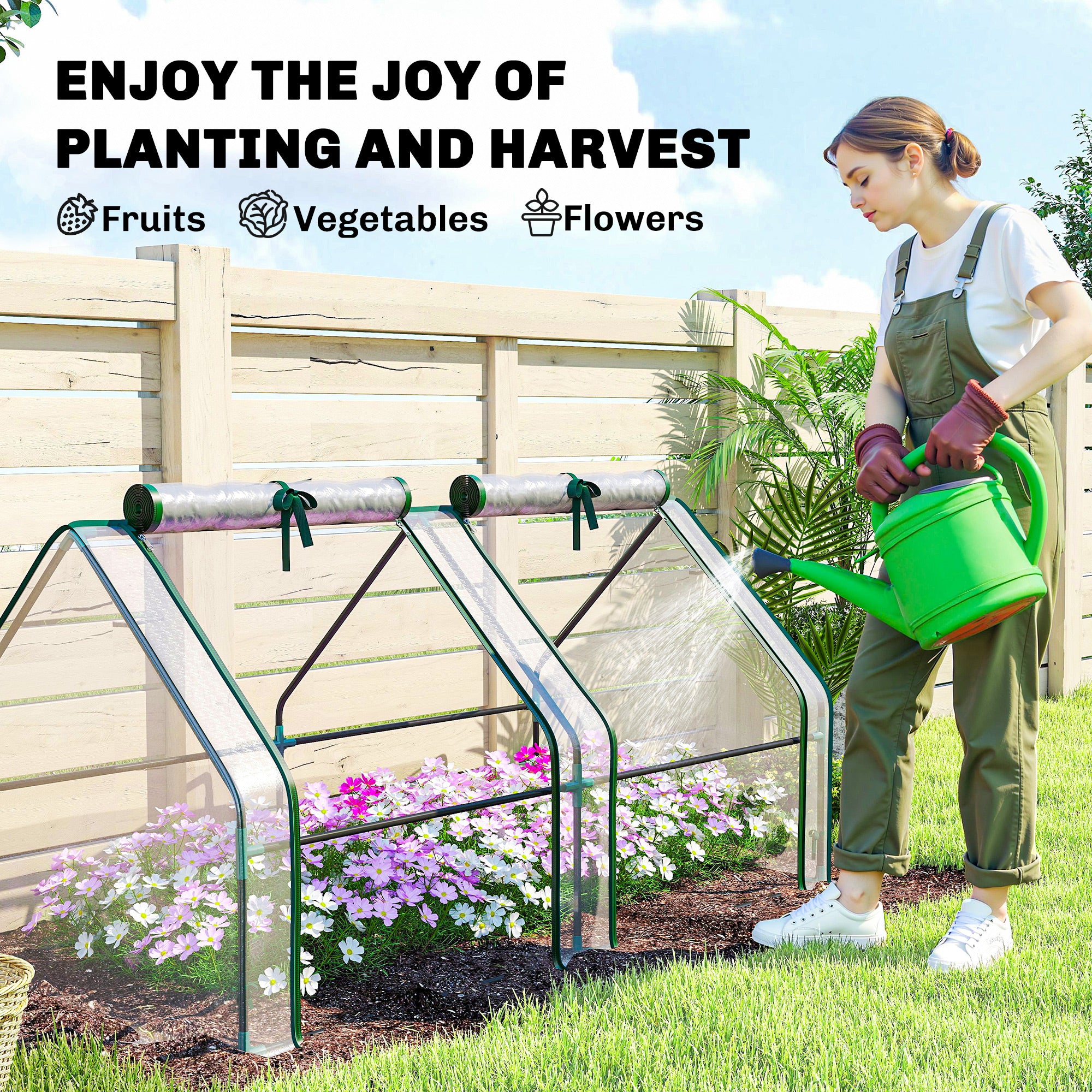 Clear Portable Greenhouse with Zippered Window — Powder-Coated Steel Frame, 180 x 90 x 90 cm (71 x 35 x 35 in)