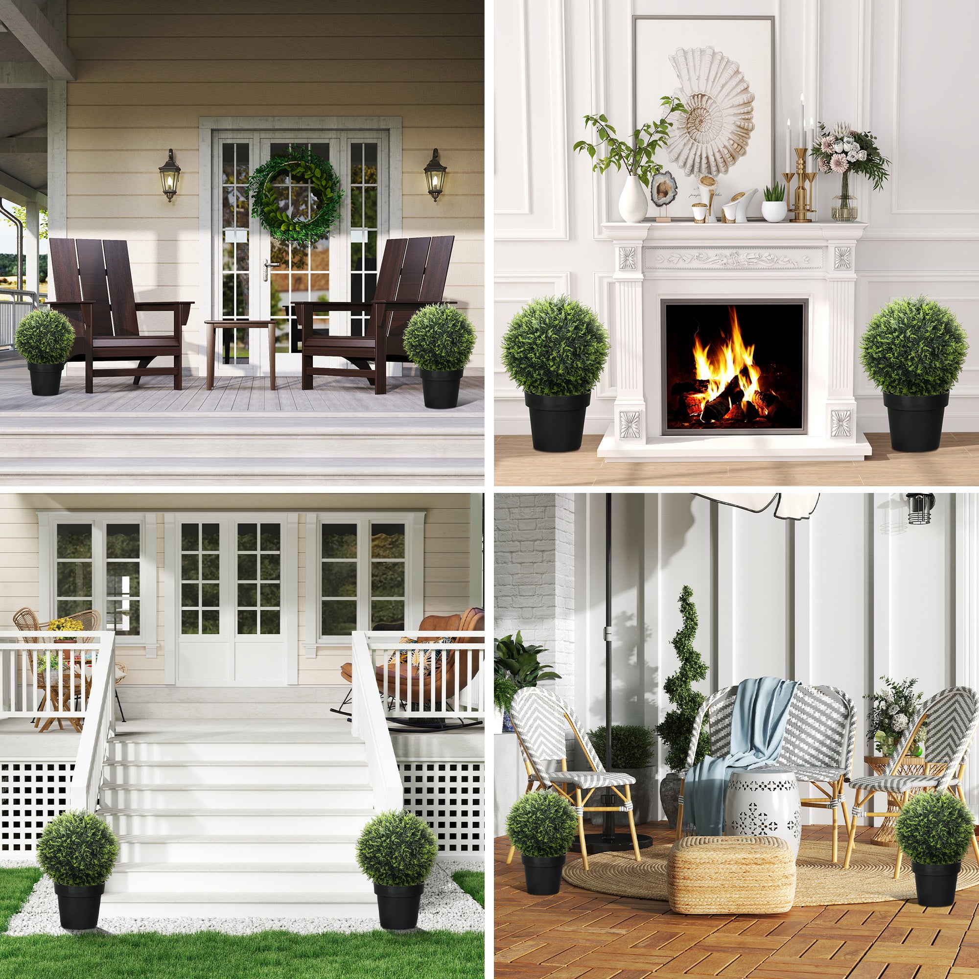 2-Piece Artificial Cedar, 45 cm Indoor Plant, Artificial Plant, Decorative Plant, Decorative Plants for Home, Office, Hallway, Garden, Green