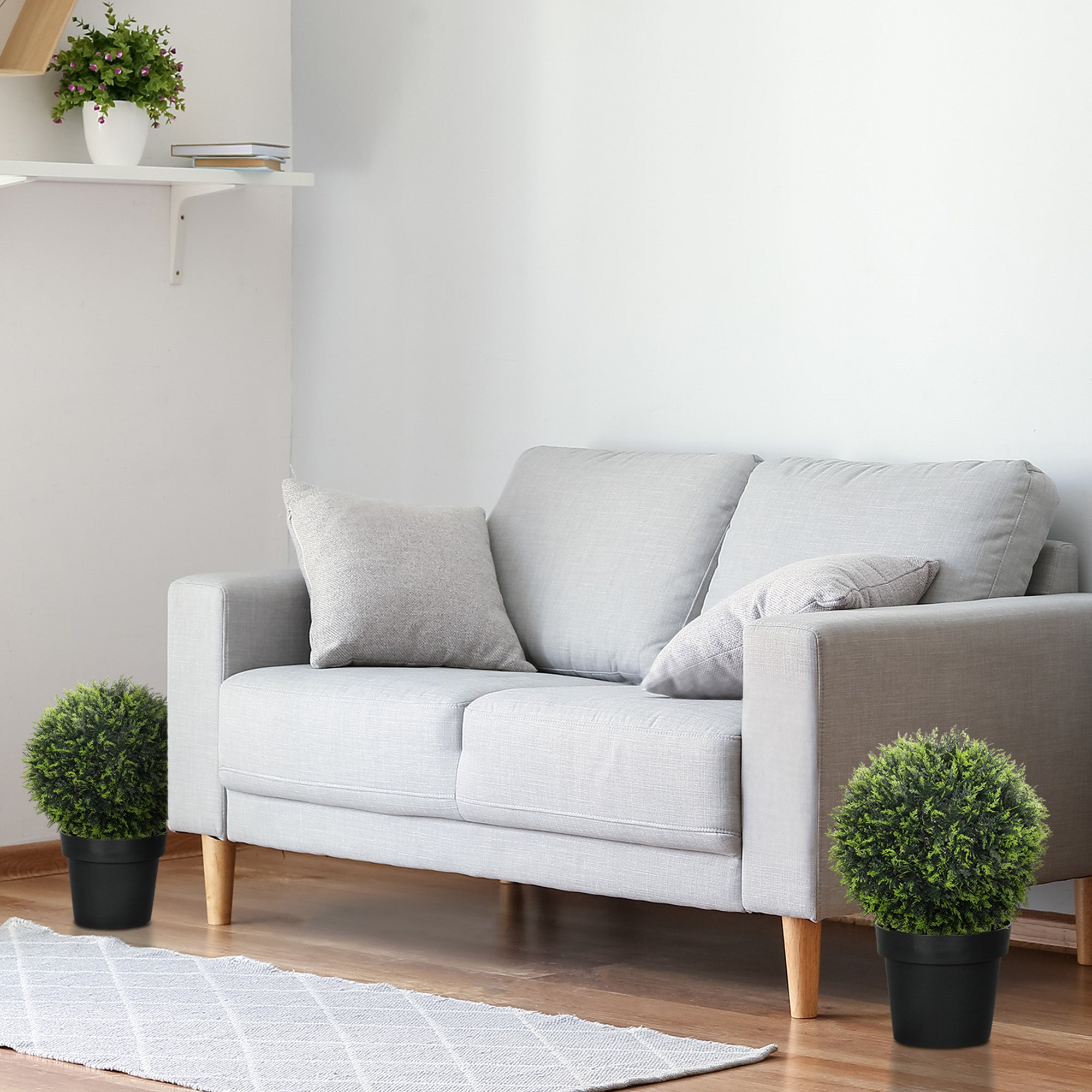 2-Piece Artificial Cedar, 45 cm Indoor Plant, Artificial Plant, Decorative Plant, Decorative Plants for Home, Office, Hallway, Garden, Green