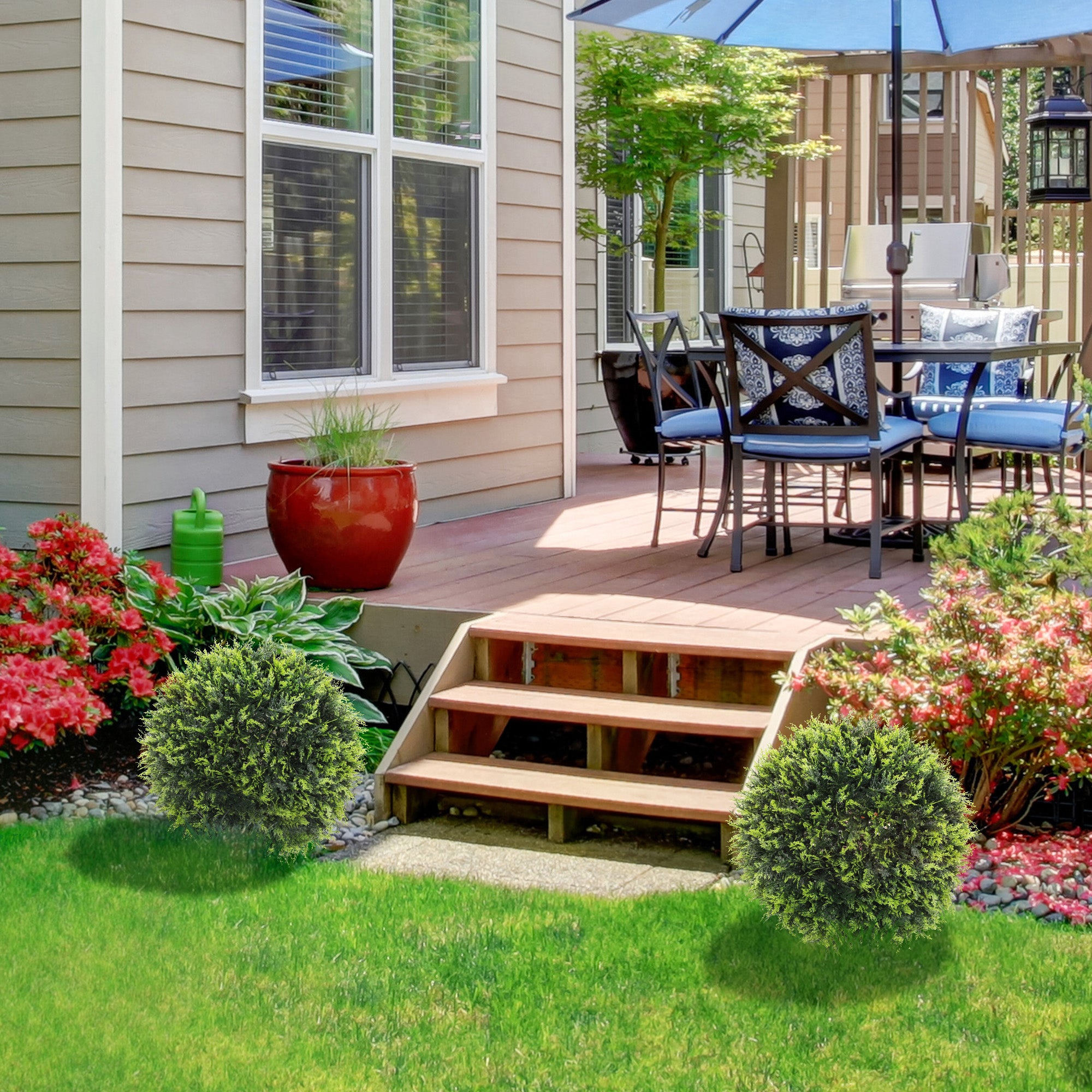 2-Piece Artificial Cedar, 45 cm Indoor Plant, Artificial Plant, Decorative Plant, Decorative Plants for Home, Office, Hallway, Garden, Green