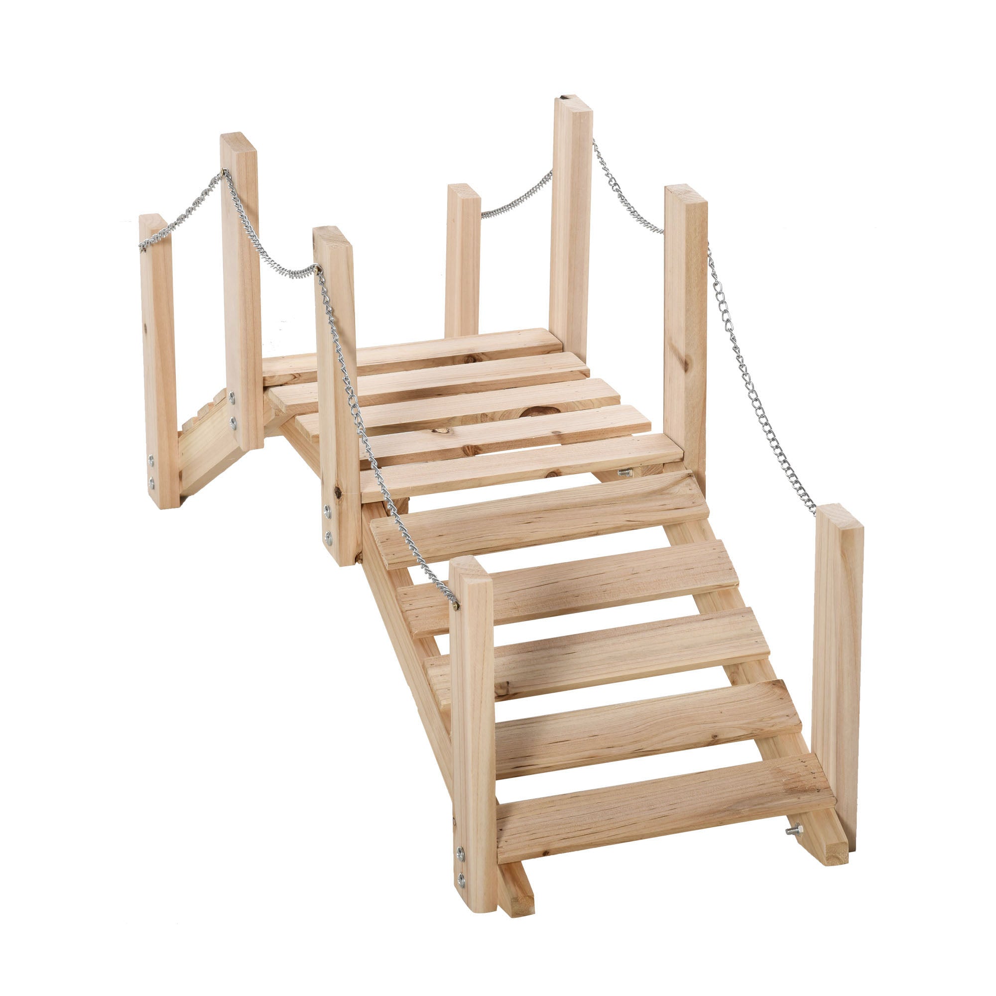 Garden Wooden Bridge - Pond Bridge - Wood Bridge - Garden Decoration Dimensions 100L x 32W x 48H cm - Fir Wood