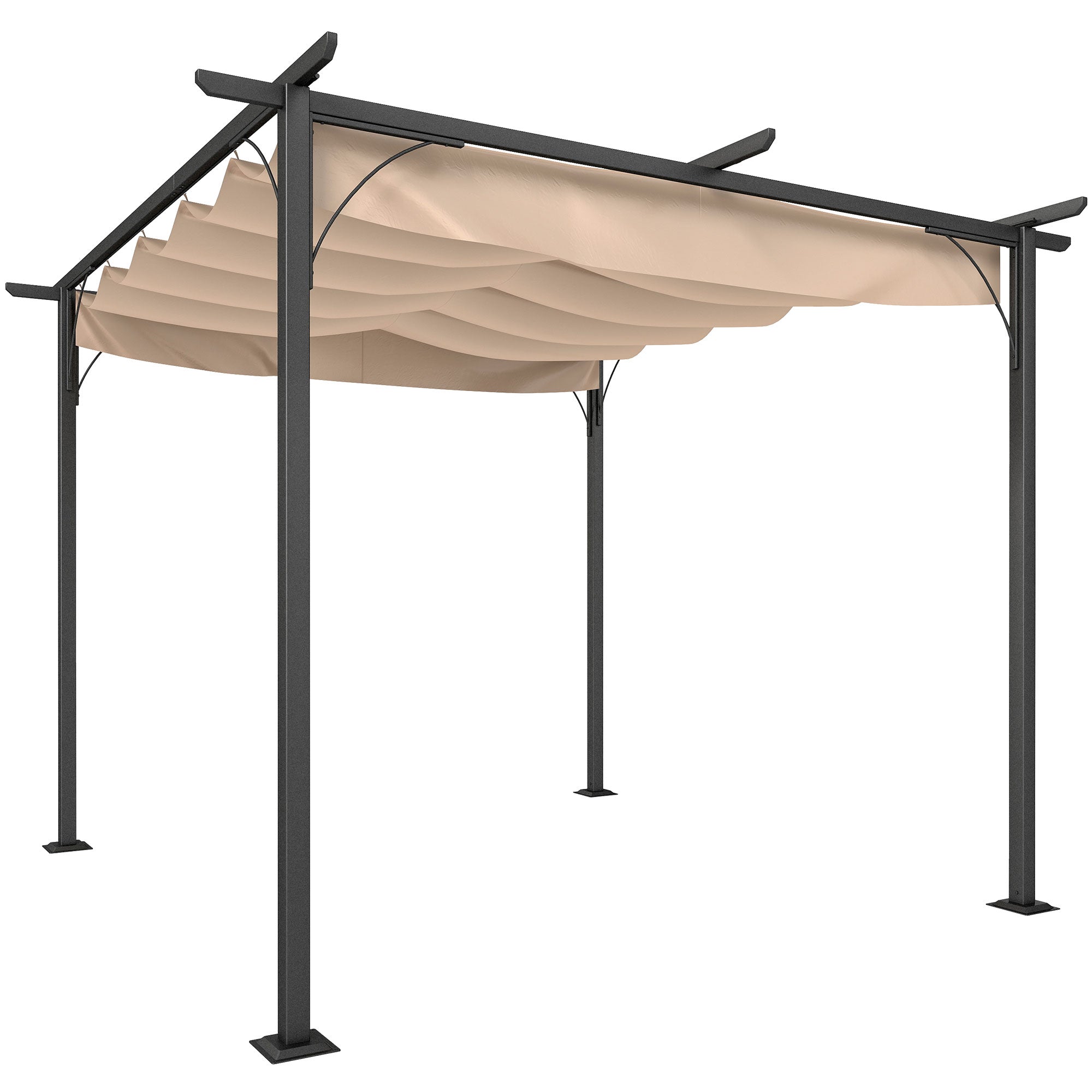 Pergola Waterproof Pavilion 3 x 3 m Patio Cover with Sliding Roof, UV Protection for Garden Beige