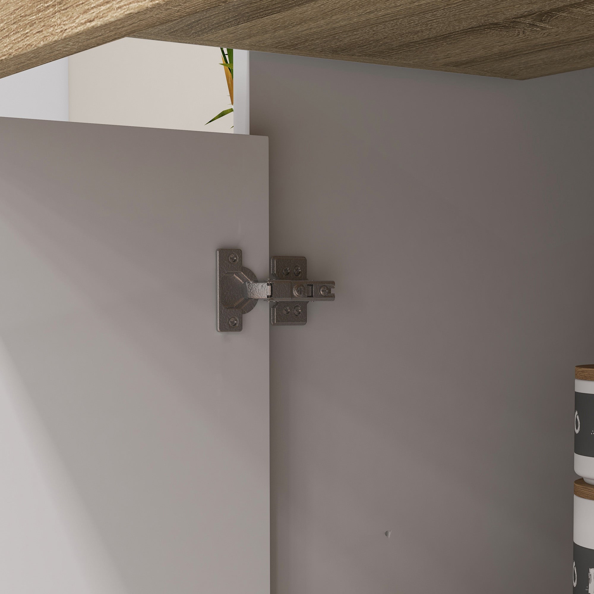 Kitchen Cabinet, Kitchen Buffet, 4 Doors with Adjustable Shelves, 1 Drawer, Scandinavian Design, 98 x 39 x 180 cm, White and Natural