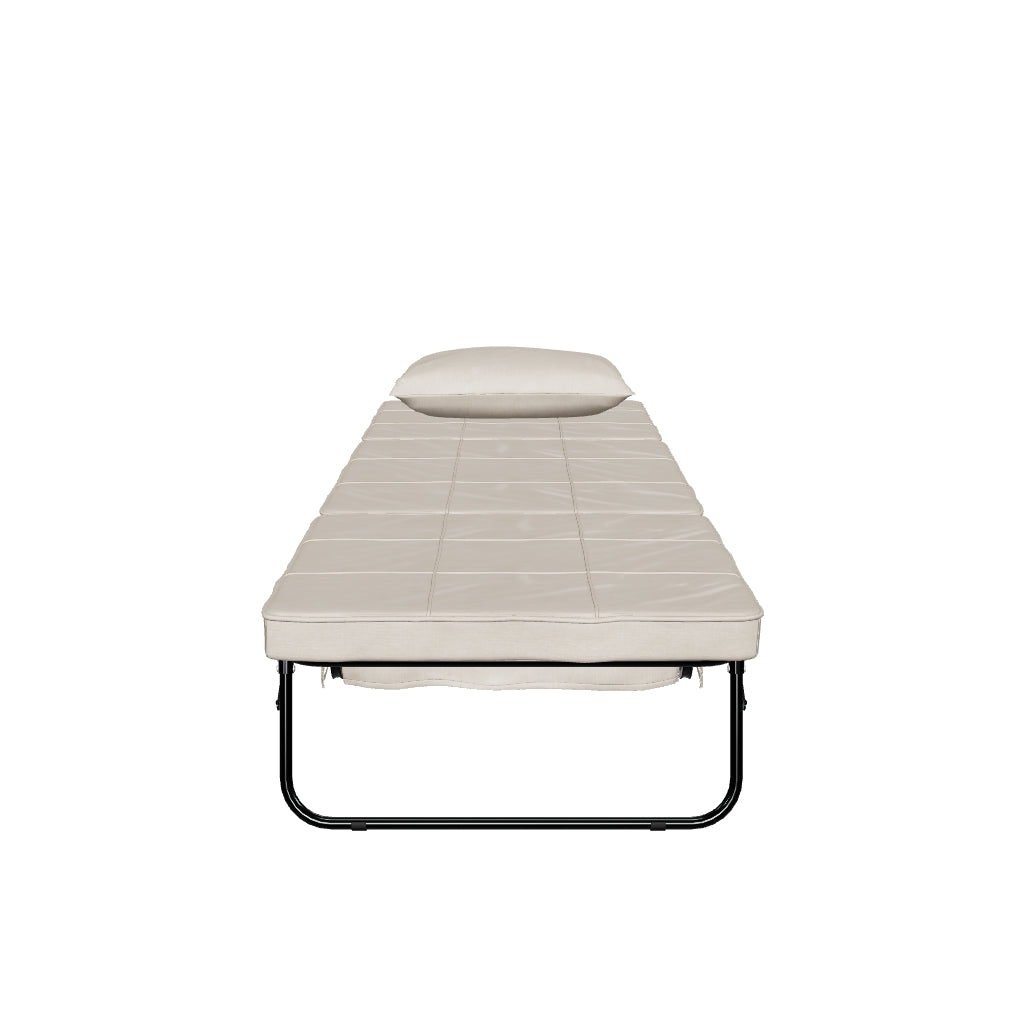 HOMCOM Fällbar Soffbädd med Värmefunktion, Chaise Longue och Fotpall 4 i 1 med 5-positioners Ryggstöd - 1 Säte - Inkluderar Kudde och Förvaringsficka - för Vardagsrum, Sovrum - Grädde