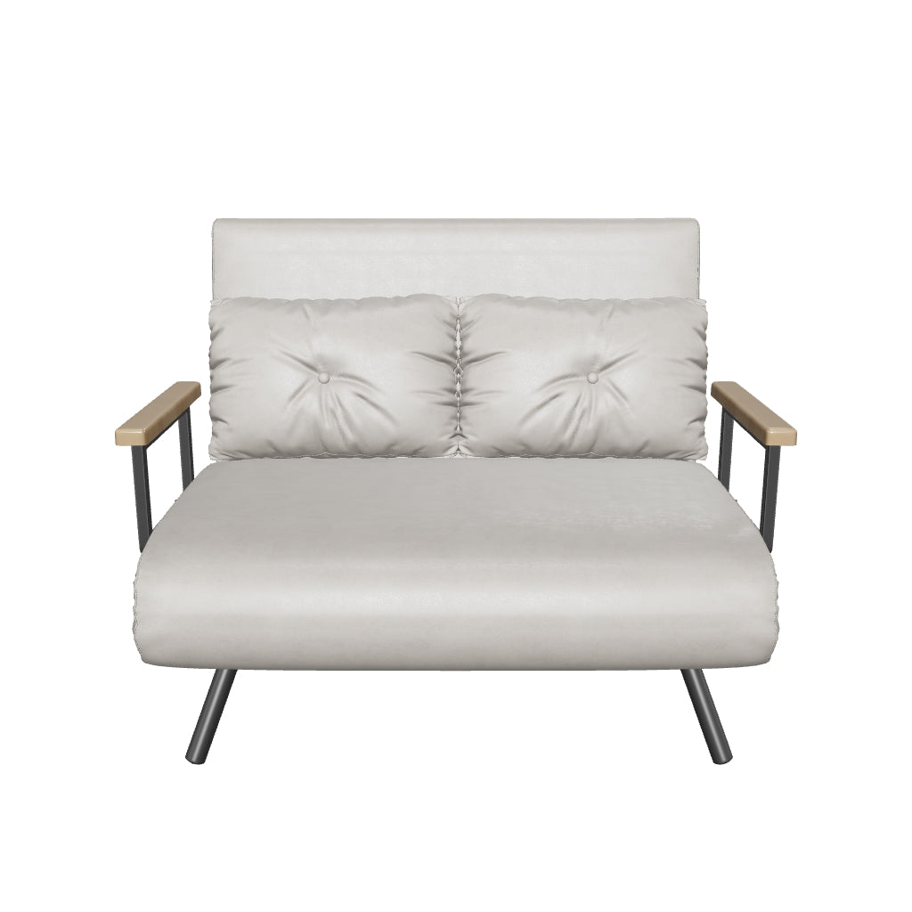 sleeper sofa, folding bed with bed function, recliner with back cushions, padded sofa with adjustable backrest, velvet look, 102W x 73D x 81H cm, Beige