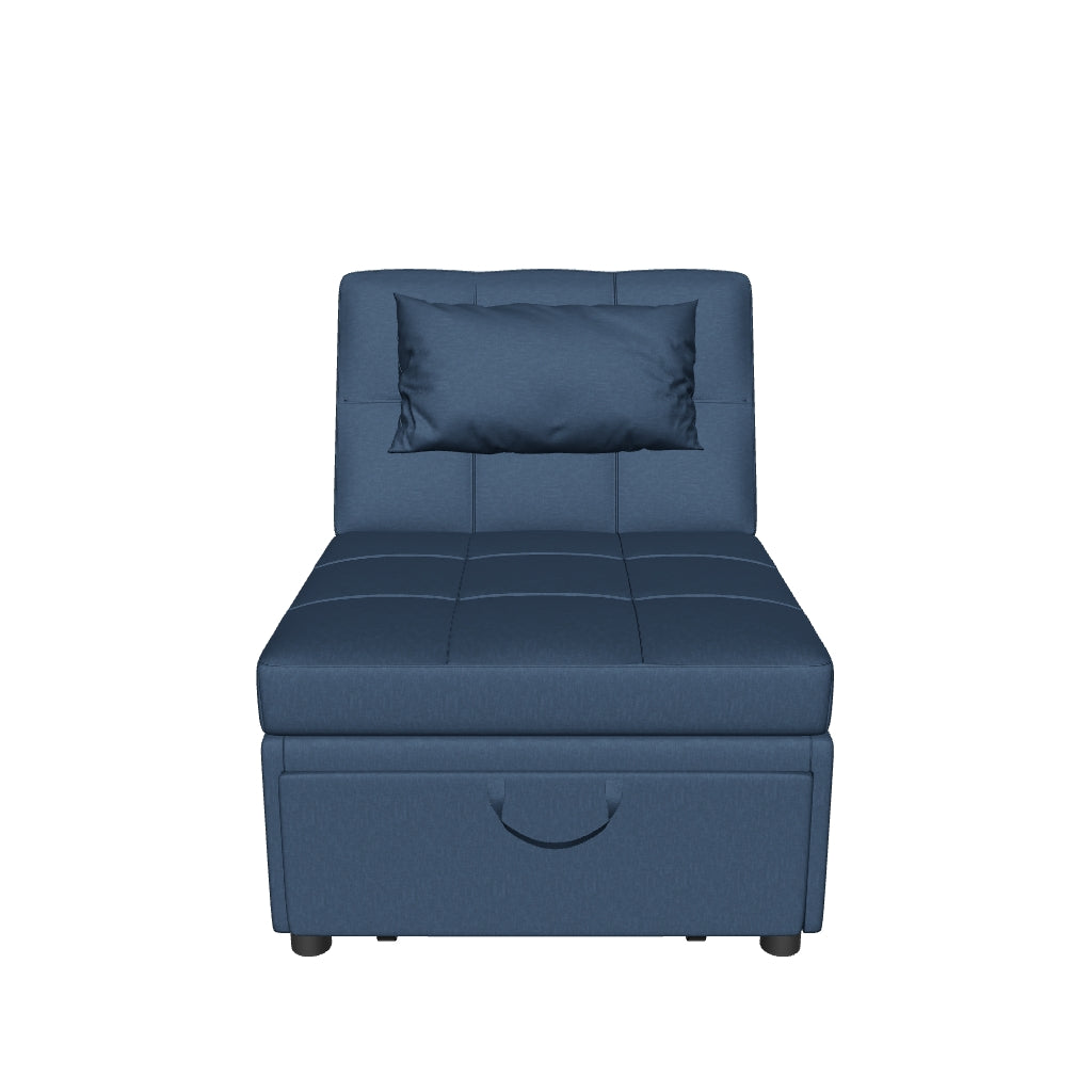 HOMCOM 3-in-1 Πολυθρόνα Κρεβάτι με Λειτουργία Ύπνου, Αναδιπλούμενο Καναπέ, Πολυθρόνα Ύπνου με Πλευρική Θήκη, Ρυθμιζόμενο Πίσω Στηρίγμα, Ικανότητα Φορτίου έως 150 kg, για Σαλονάκι, Κρεβατοκάμαρα, Μπλε