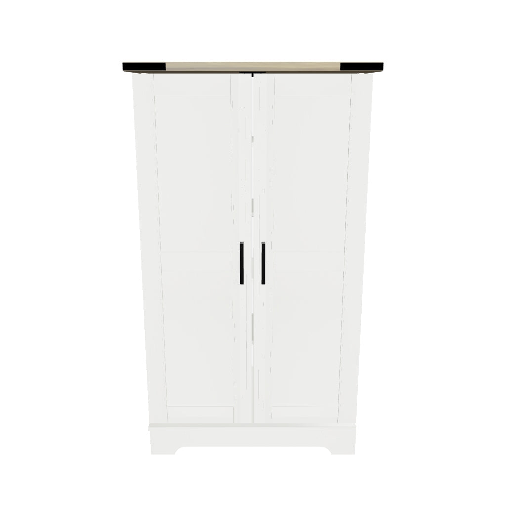 HOMCOM Küchenlagerschrank mit 2 Türen und 16 Regalen, rustikaler Schrank mit verstellbaren Regalen für Esszimmer und Wohnzimmer, 60x40x104 cm, Creme