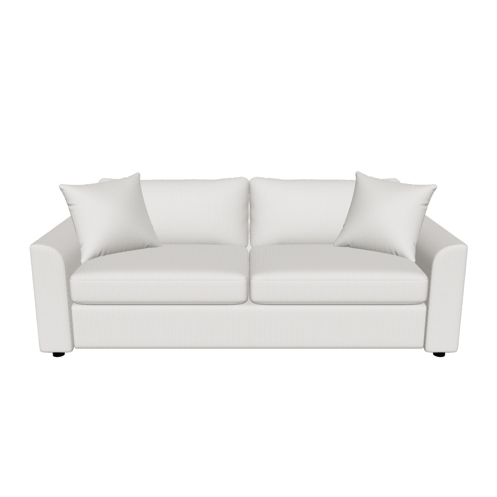 3-Seater Sofa with Corduroy Upholstery, Thickly Padded Couch with Armrests & Throw Pillows, Heavy-Duty Lounge Sofa up to 450 kg, for Living Room & Bedroom, 212 x 80 x 88 cm, Cream White