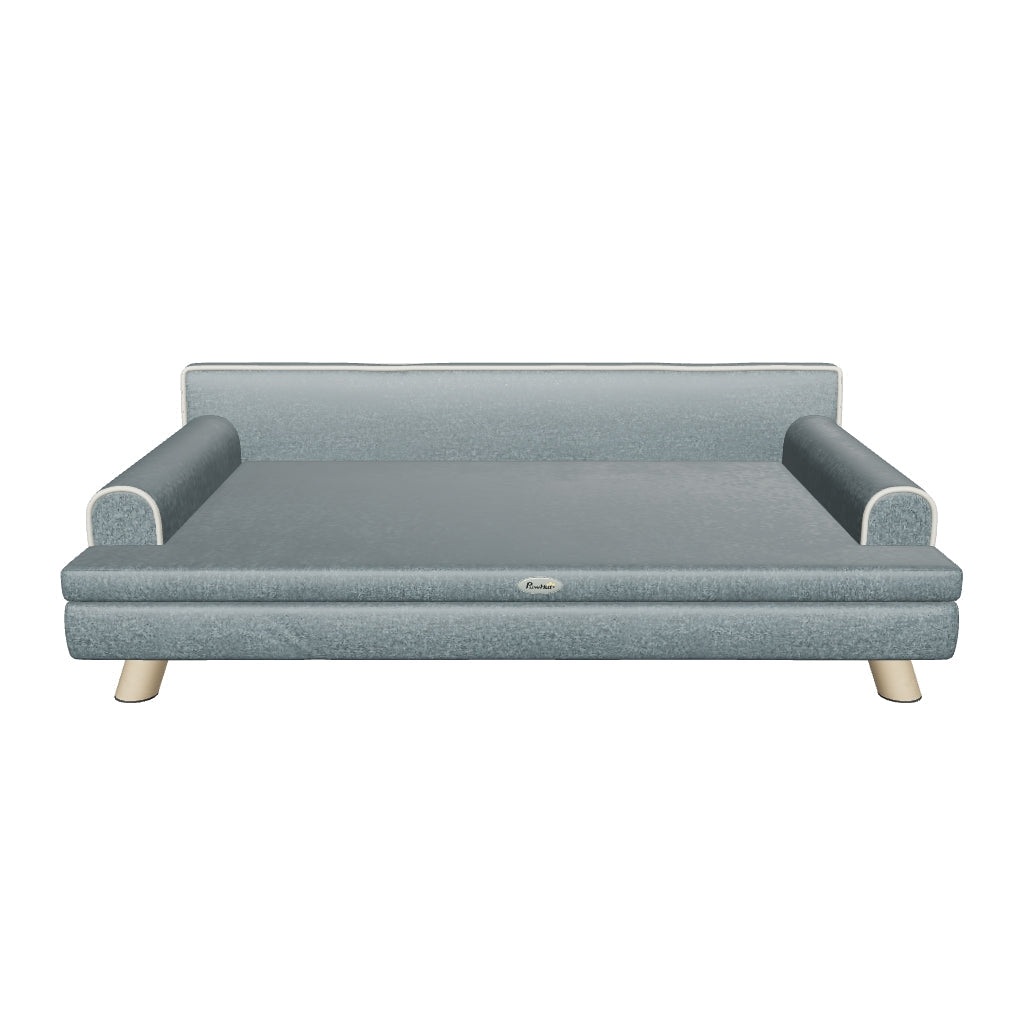 Scandinavian Design Sofa for Dogs Cats Removable Fluffy Cushion Solid Wood Legs 100 x 62 x 32 cm Gray