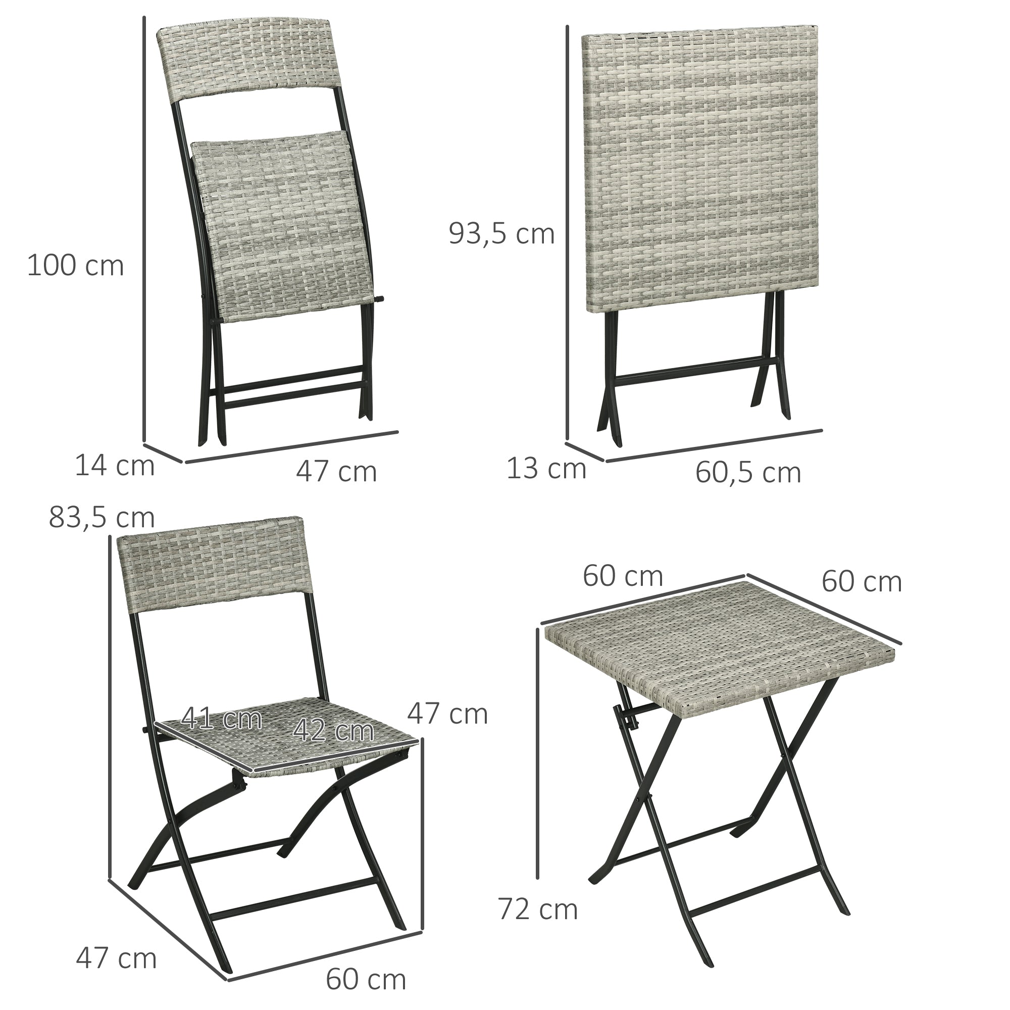 Poly Rattan Garden Furniture Set, Outdoor Lounge Balcony Furniture for 2 People, 3-Piece Seating Group, 2 Chairs, Table, Weather-resistant Garden Lounge for Garden, Terrace, Balcony, Light Grey