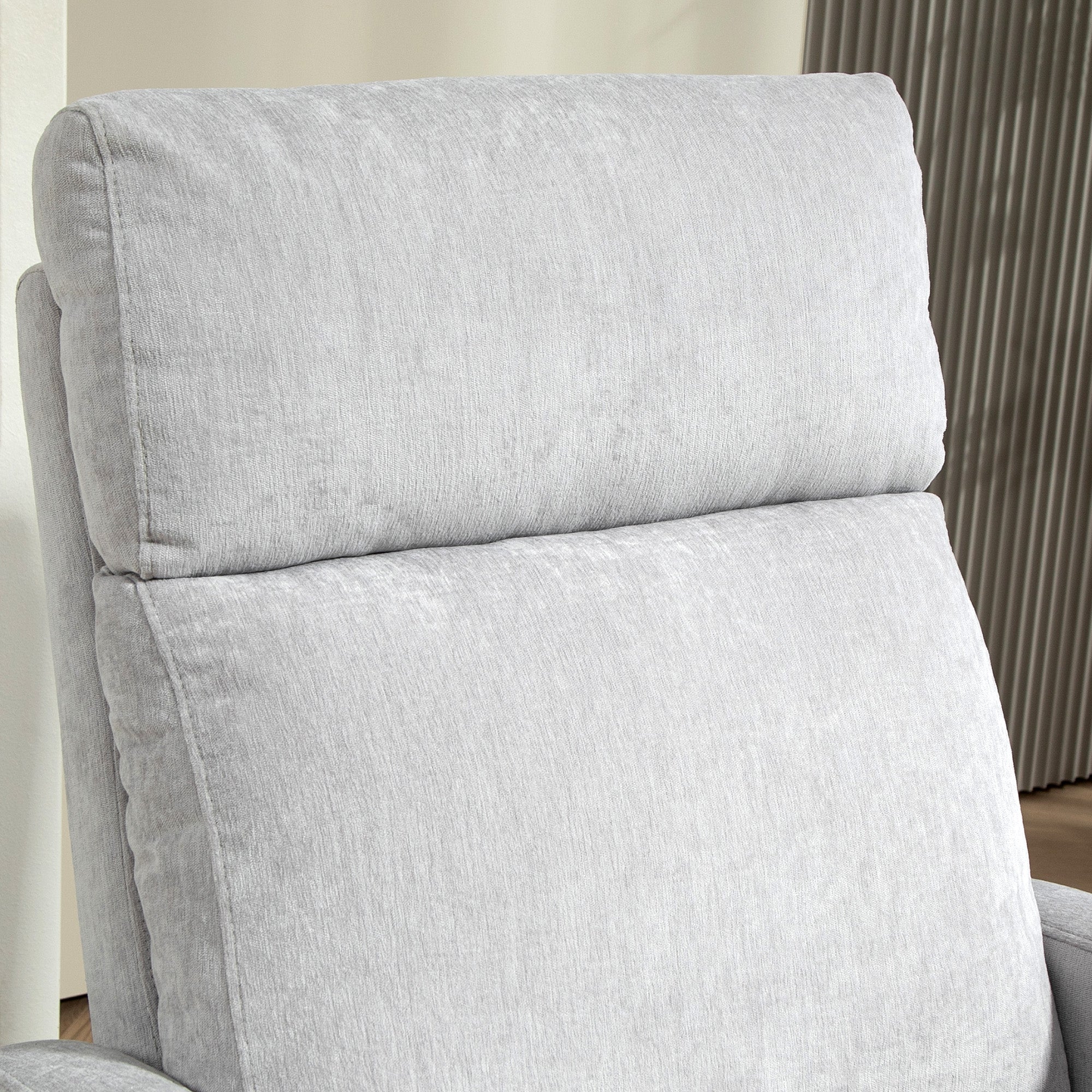 Manual Reclining Relax Armchair Upholstered in Synthetic Linen with Footrest and Side Pocket Load 120 kg Reclining Armchair for Bedroom Office Light Grey