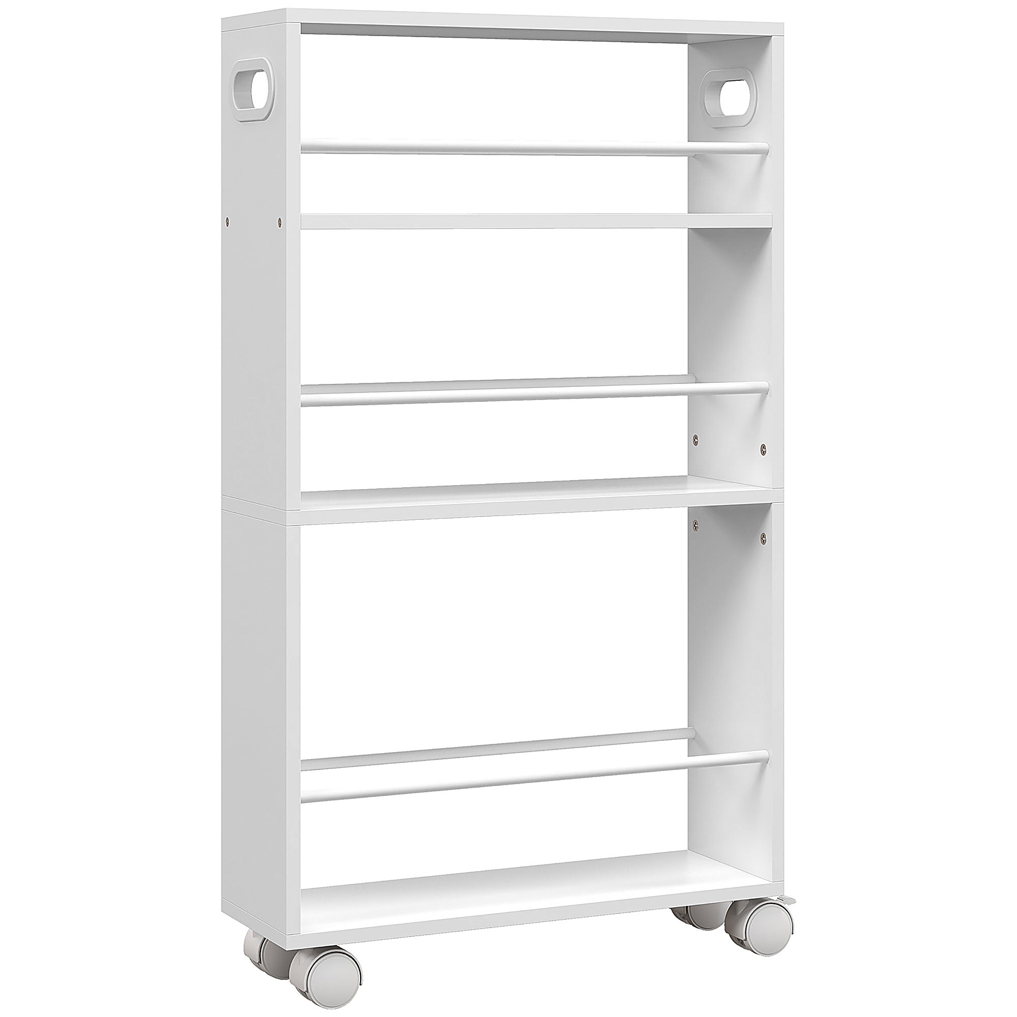 3-Tier Kitchen Cart with Side Railings and Handles for Dining Room Bathroom 45x15x80 cm White